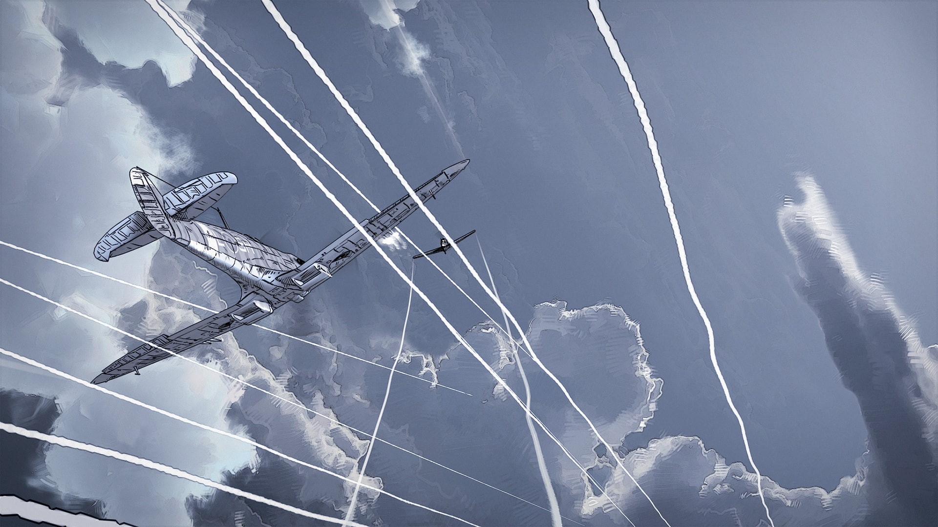 gunships, 1080P, Paths of Hate, music, digital art, airplane, Fury, HD Wallpaper