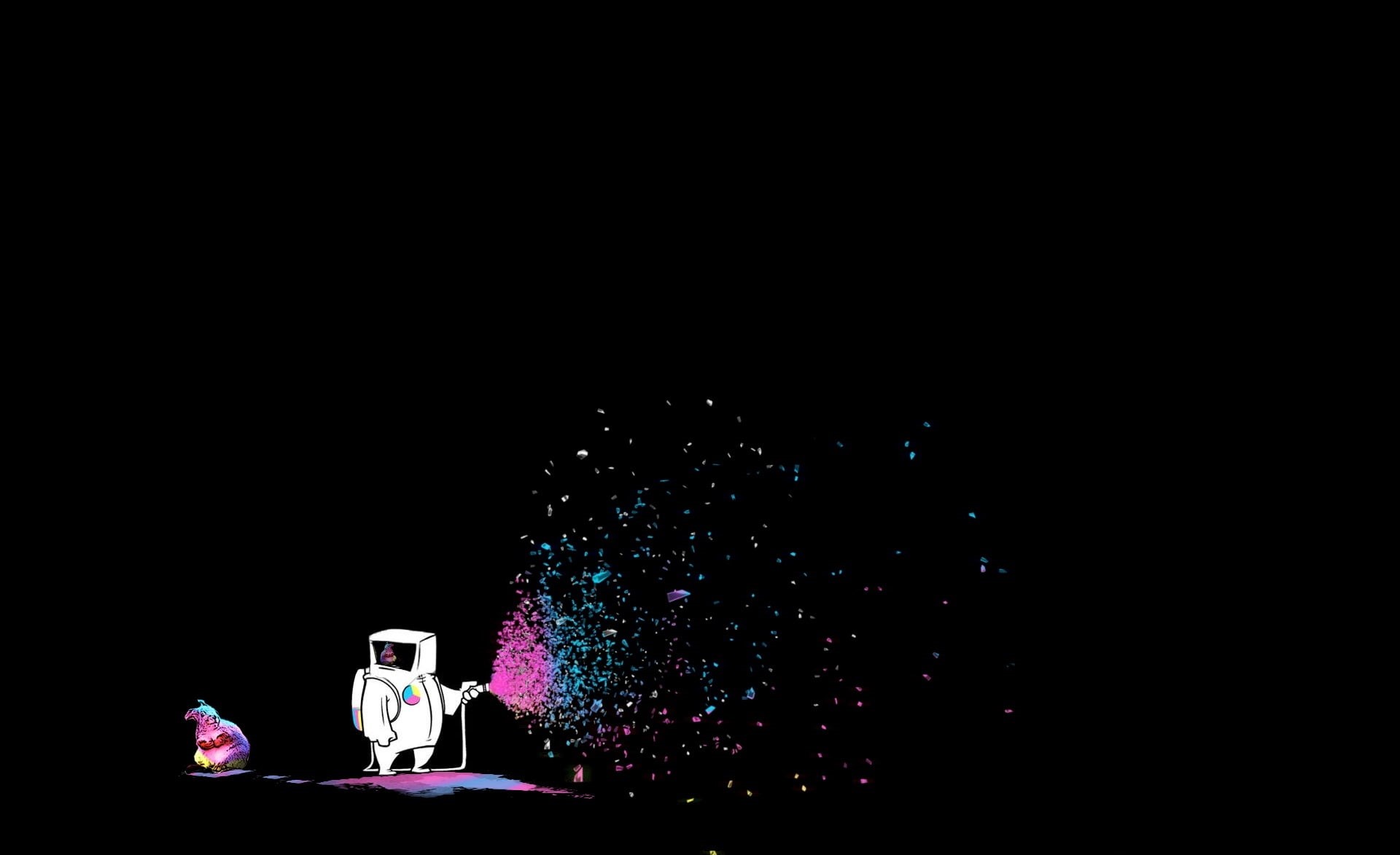 astronaut, illuminated, sky, 1080P, men, blame, Funny, lifestyles, nature, white, sitting, bunny, lighting equipment, real people, copy space, light, night, HD Wallpaper