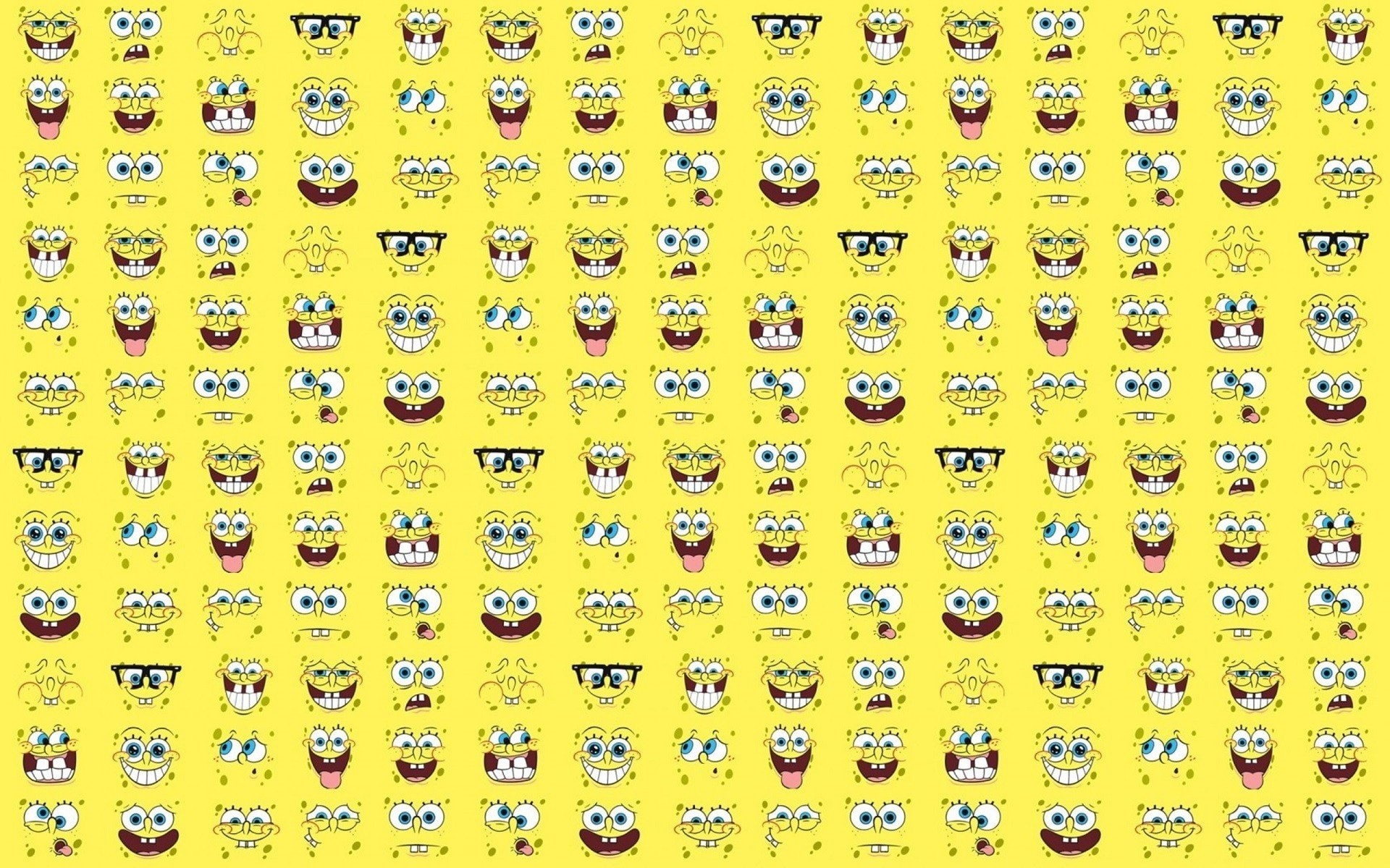 face, Spongebob, Cartoon, collage, yellow, SpongeBob SquarePants, TV, 1080P, HD Wallpaper