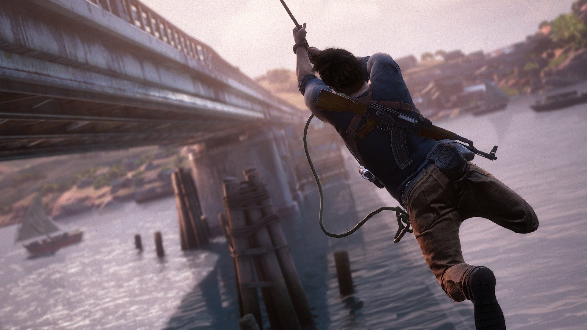 winter, nature, 1080P, extreme sports, young adult, transportation, full length, Uncharted 4: A Thiefs End, motion, cold temperature, Nathan Drake, one person, HD Wallpaper