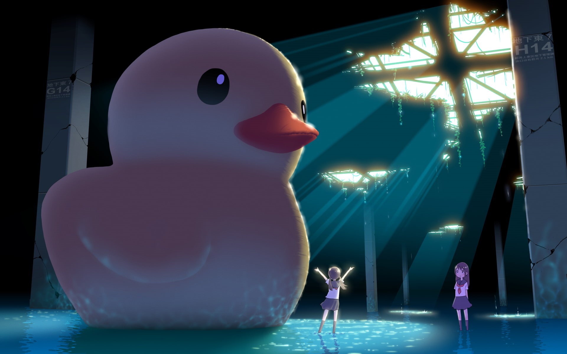 1080P, anime girls, rubber ducks, artwork, HD Wallpaper