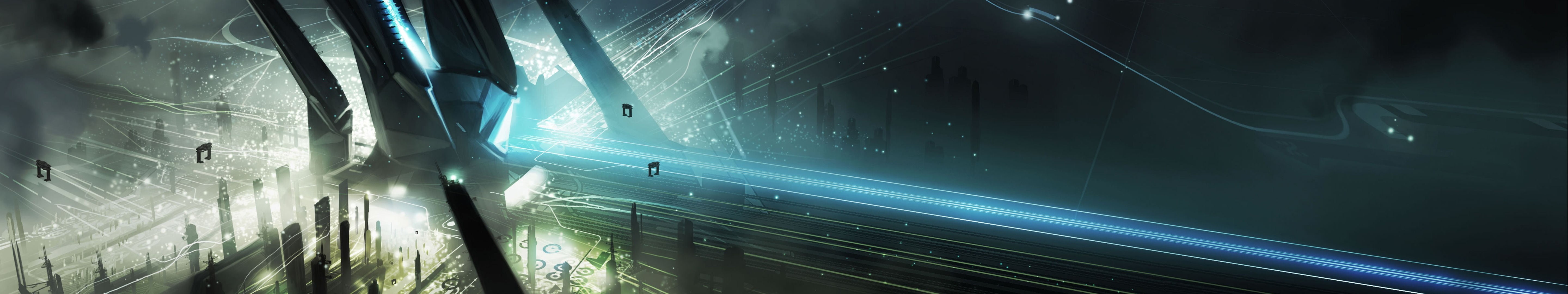 city Life, modern, technology, nature, architecture, blue, mode of transportation, backgrounds, multiple display, futuristic, illuminated, city, 5K, traffic, HD Wallpaper