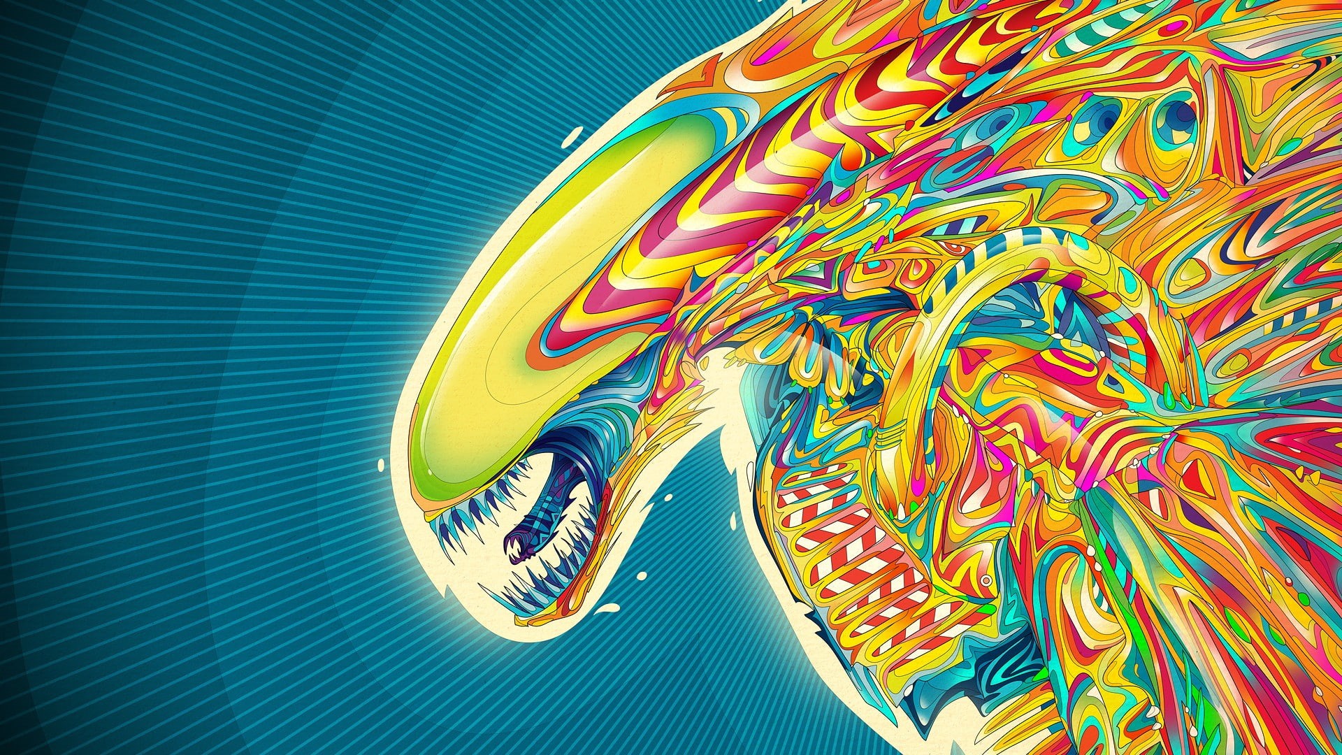 Alien vs. Predator, multi colored, Xenomorph, abstract, craft, psychedelic, Alien (movie), art and craft, arts culture and entertainment, amusement park, HD Wallpaper