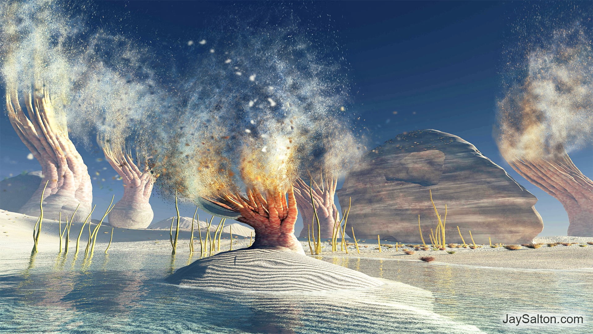 psychedelic, 1080P, jay salton, psychonauts, burning, alien attack, surreal, Video Game Horror, alien abduction, 3D, Alien Queen, vue, Alien (movie), Video Game Landscape, HD Wallpaper