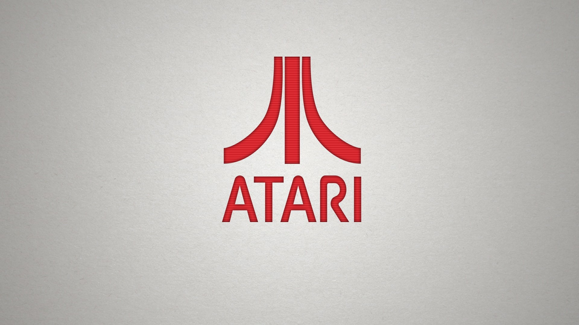 simple background, white color, warning sign, text, Atari, sign, brands, still life, western script, communication, 1080P, computer, gray, logo, no people, HD Wallpaper