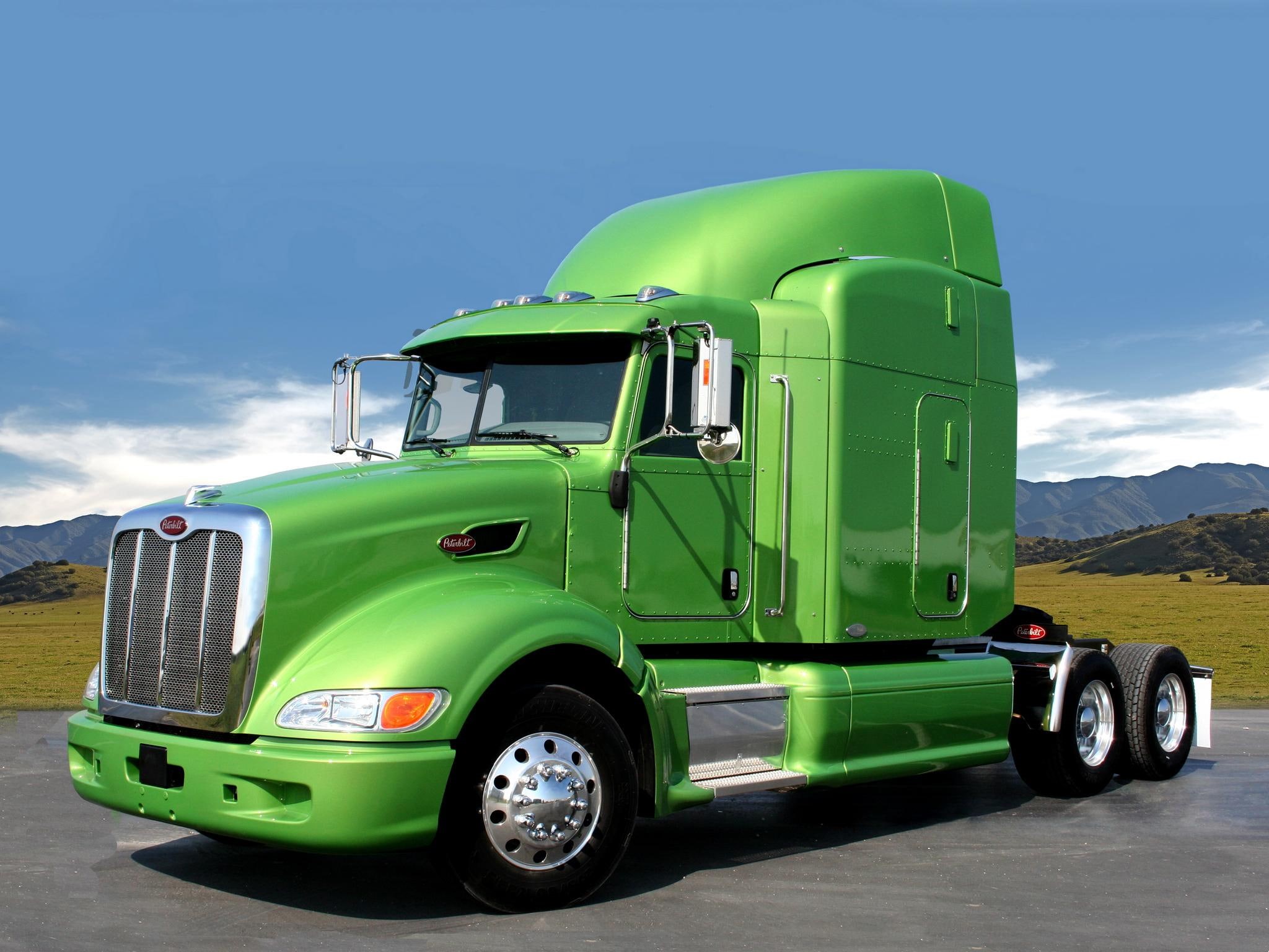 peterbilt, semi, 1080P, truck, tractor, green, 2008, photo, desktop, HD Wallpaper