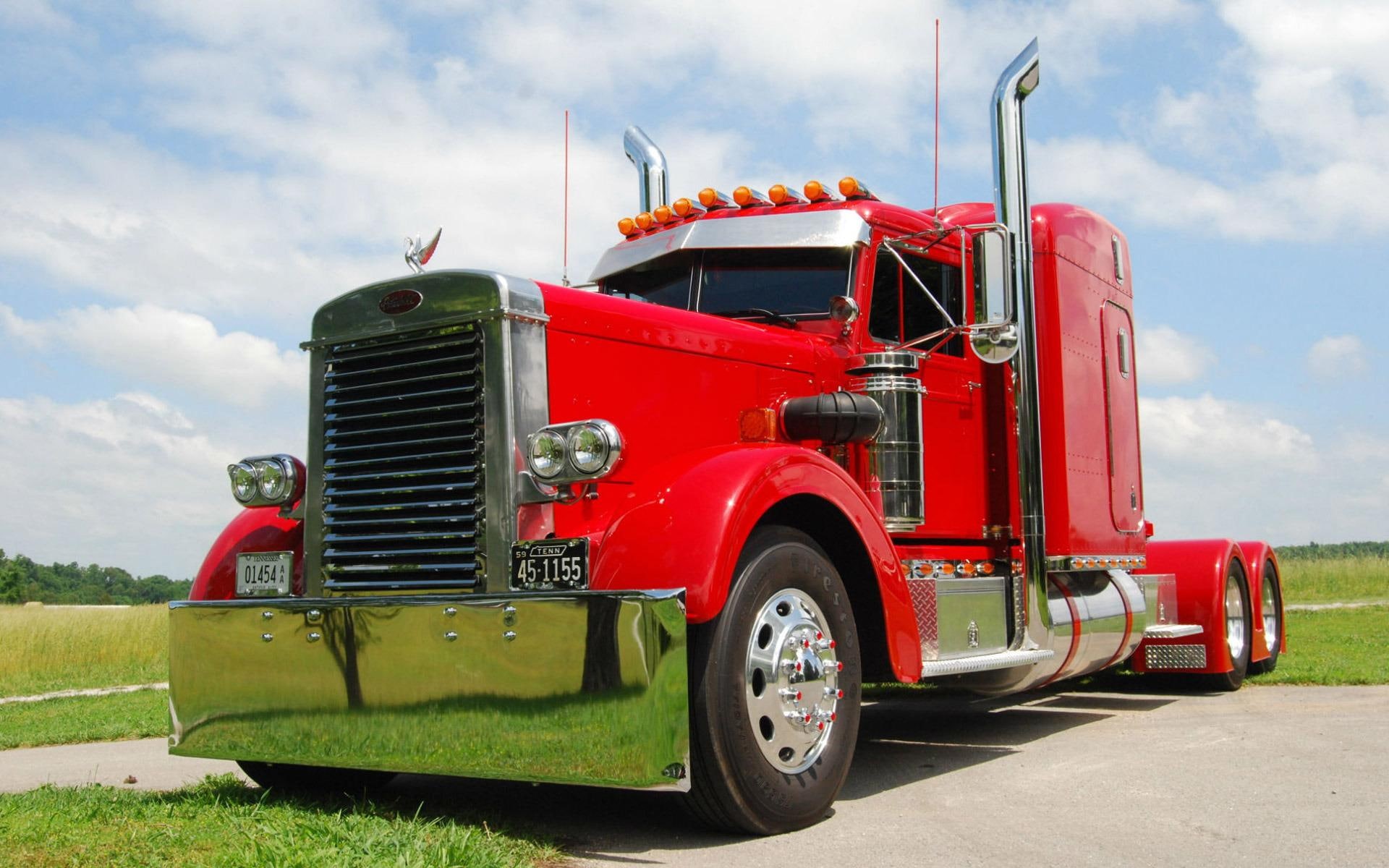 semi, peterbilt, red, cars, truck, 1920x1200, 1080P, HD Wallpaper