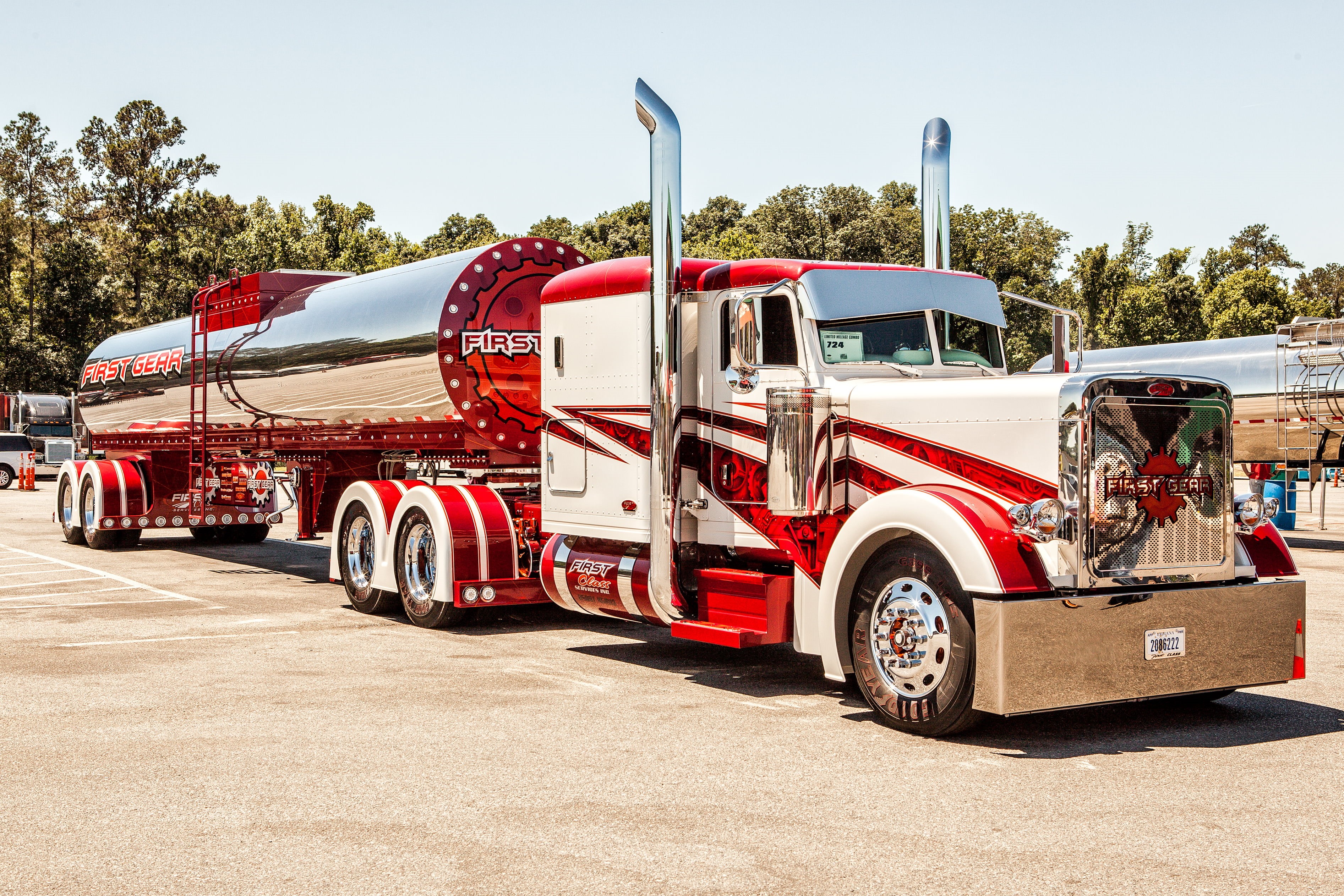 nature, motion, car, motor vehicle, land Vehicle, truck, vehicle Trailer, wheel, red, large, big rig, driving, custom, accidents and disasters, tree, peterbilt, HD Wallpaper