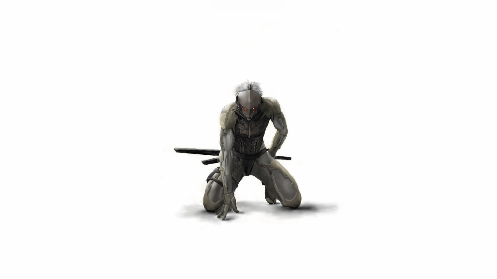 art, 1080P, hd, fighter, x, abstract, gear, metal, raiden, white, artwork, fantasy art, fantasy, solid, background, HD Wallpaper