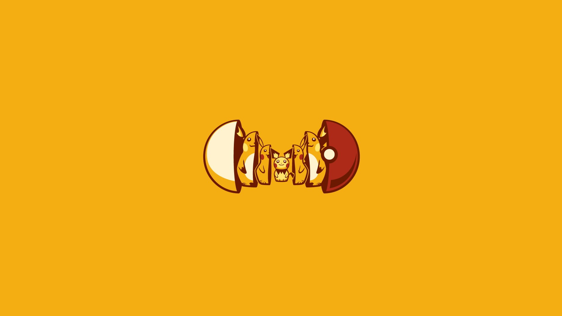 video games, Pichu, Pikachu, Raichu, Poké Balls, 1080P, minimalism, Pokémon, Matryoshka dolls, HD Wallpaper