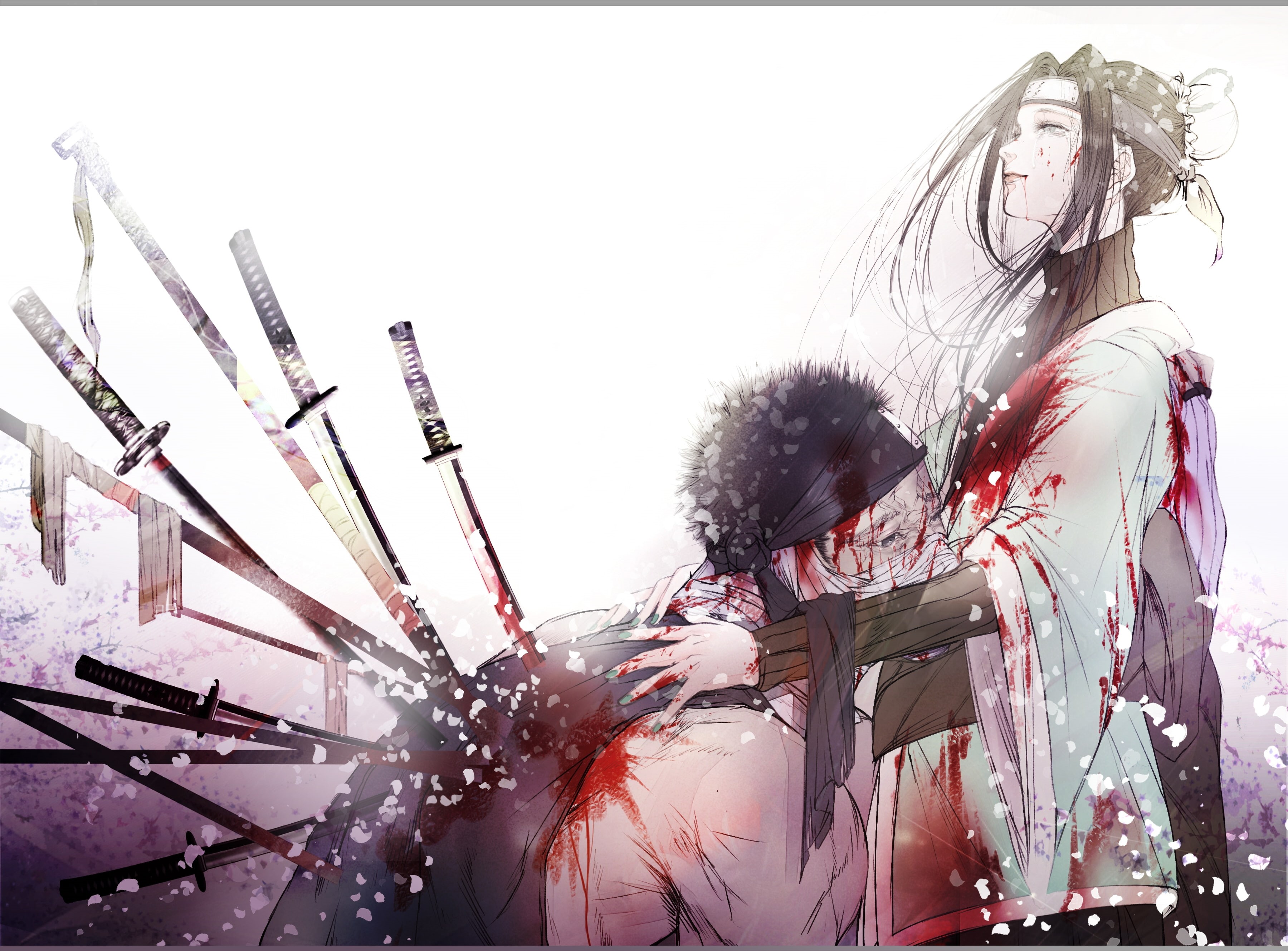 lifestyles, swords, young adult, naruto, bandages, togetherness, snow, Anime, zabuza momochi, cold temperature, adult, day, young women, hairstyle, outdoors, HD Wallpaper