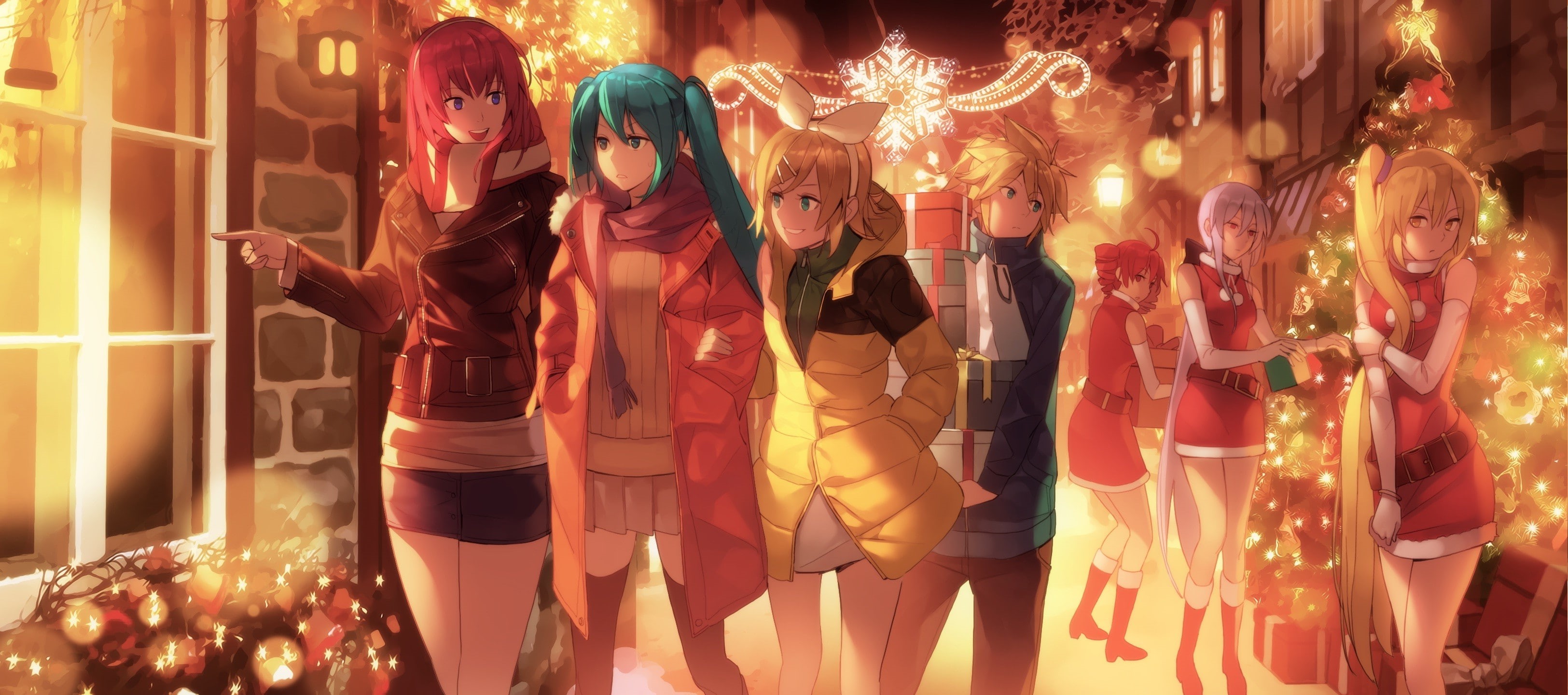women, glass - material, Yowane Haku, celebration, lighting equipment, human representation, night, people, representation, decoration, Hatsune Miku, light, HD Wallpaper