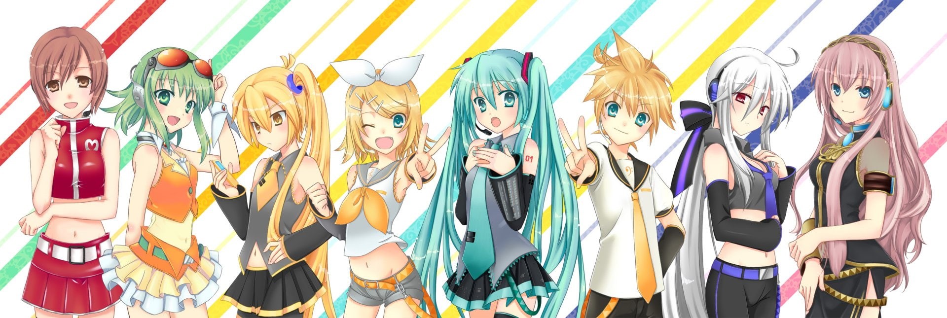 Luka Megurine, Hatsune Miku, Haku Yowane (Vocaloid), GUMI (Vocaloid), Rin Kagamine, 1080P, Len Kagamine, Meiko (Vocaloid), Vocaloid, Lily (Vocaloid), Anime, HD Wallpaper