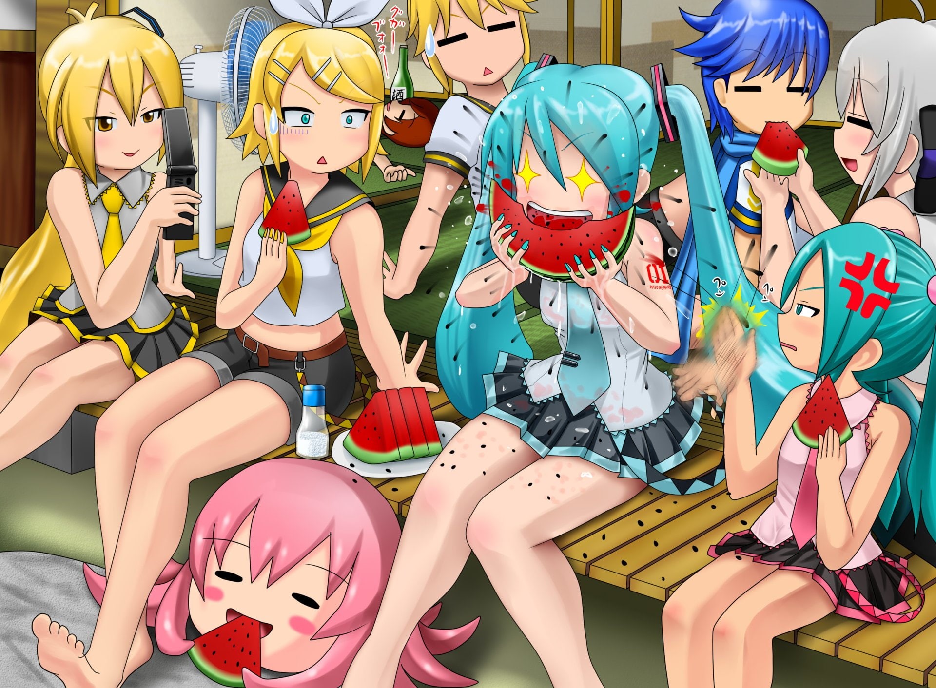 female likeness, choice, indoors, Haku Yowane (Vocaloid), craft, Rin Kagamine, male likeness, 1080P, representation, fashion, inflatable, Vocaloid, multi colored, HD Wallpaper