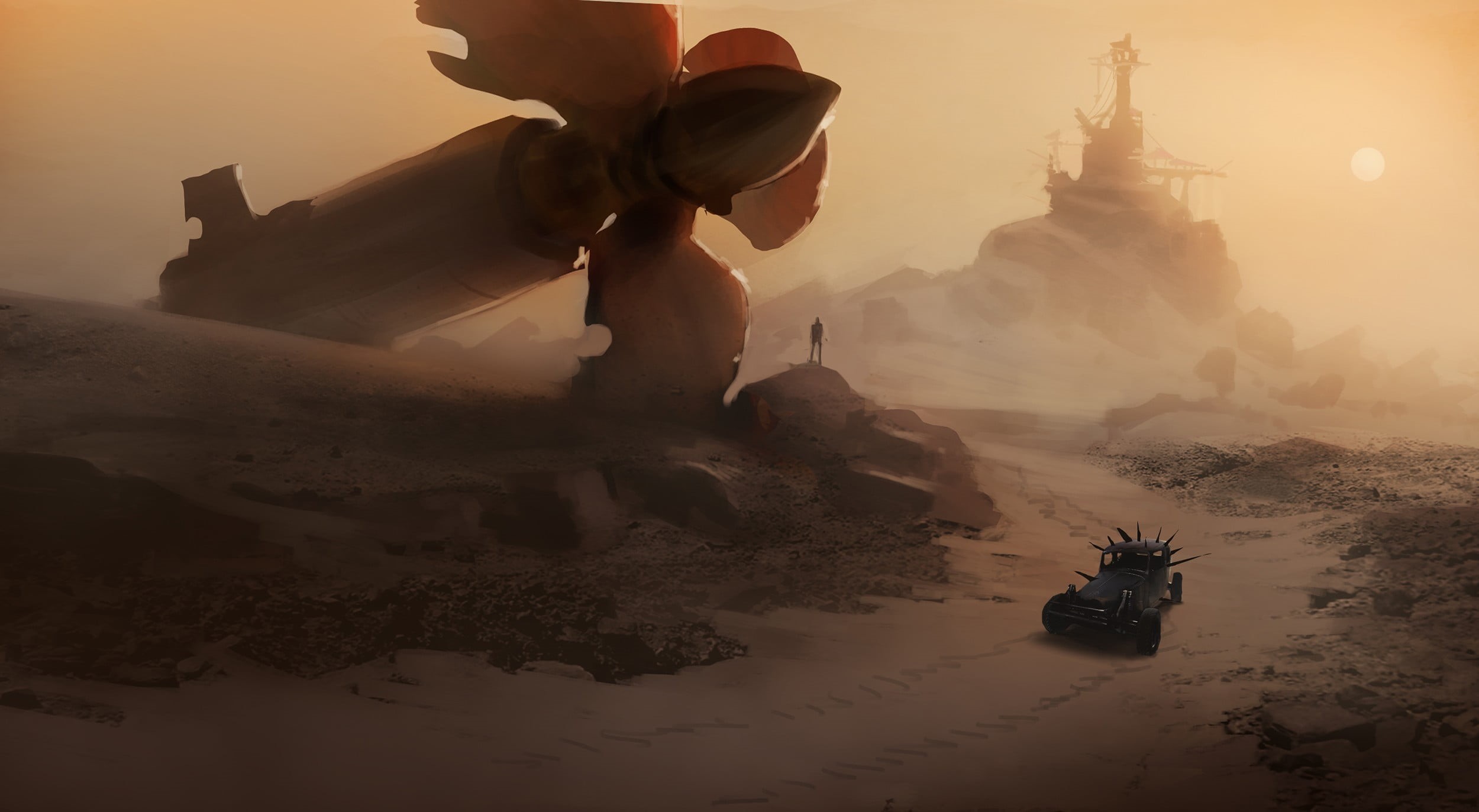 coupe, snow, video games, 1080P, nature, sky, apocalyptic, no people, representation, built structure, Mad Max, art, creativity, cold temperature, cartoon, HD Wallpaper