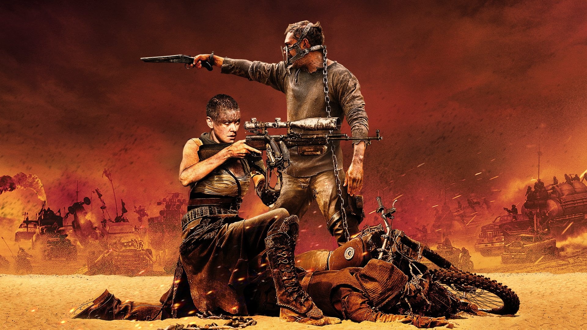 military, Imperator Furiosa, Movie, full length, fighting, Charlize Theron, government, crime, holding, two people, men, battle, armed forces, teamwork, HD Wallpaper