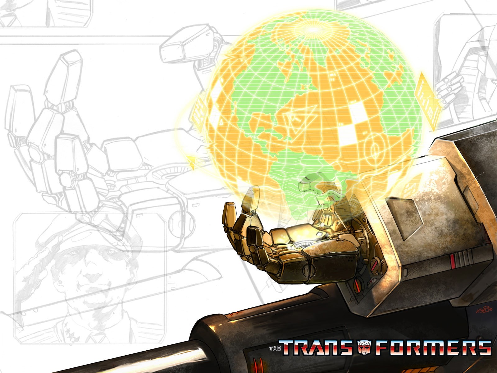 table, globe - man made object, map, Megatron, lighting equipment, Transformers, transparent, studio shot, male likeness, robot, no people, 720P, sketch, HD Wallpaper