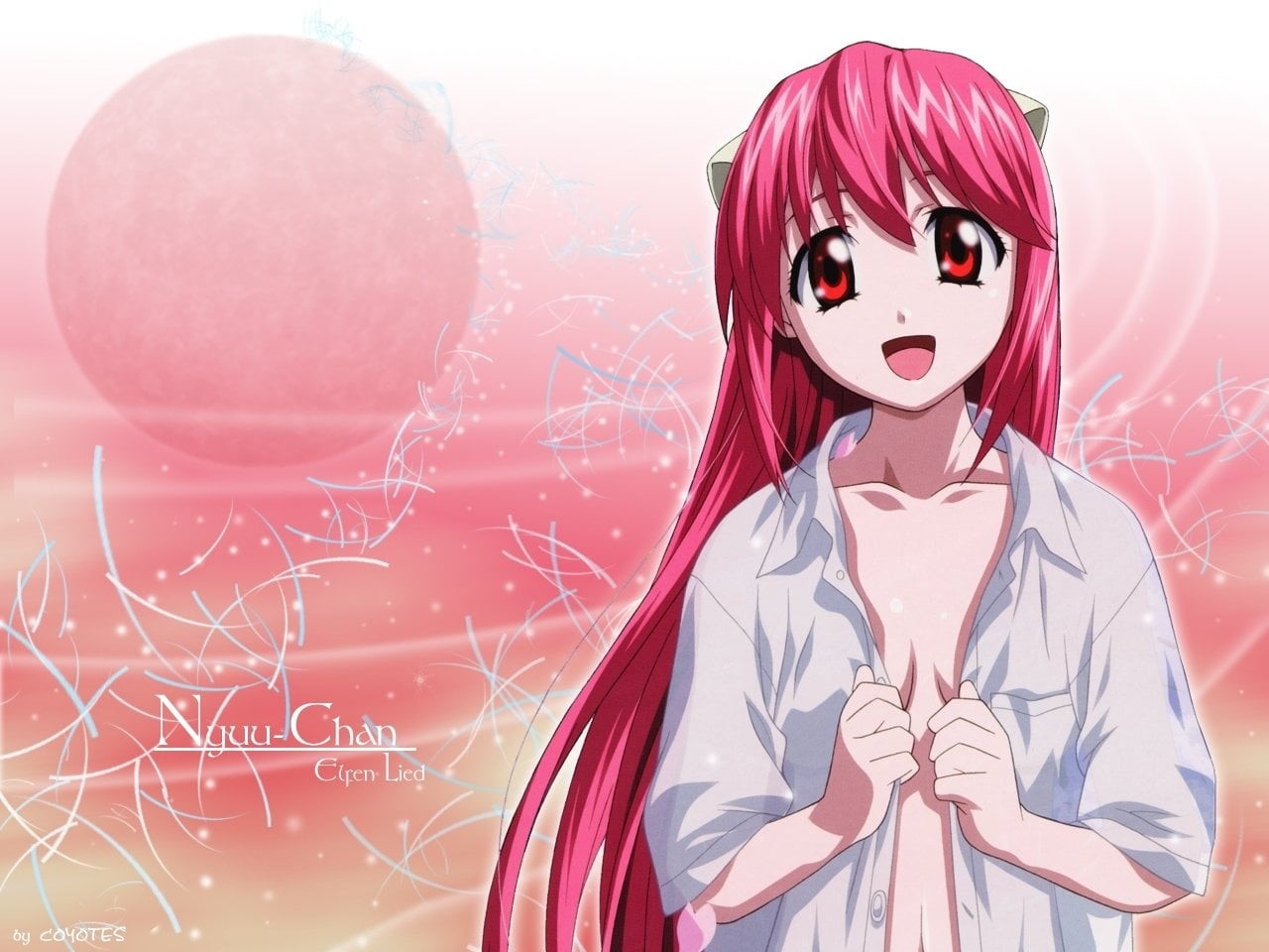 Lucy (Elfen Lied), obscured face, art and craft, pink color, illustration, indoors, lifestyles, real people, red, waist up, unrecognizable person, Elfen Lied, HD Wallpaper