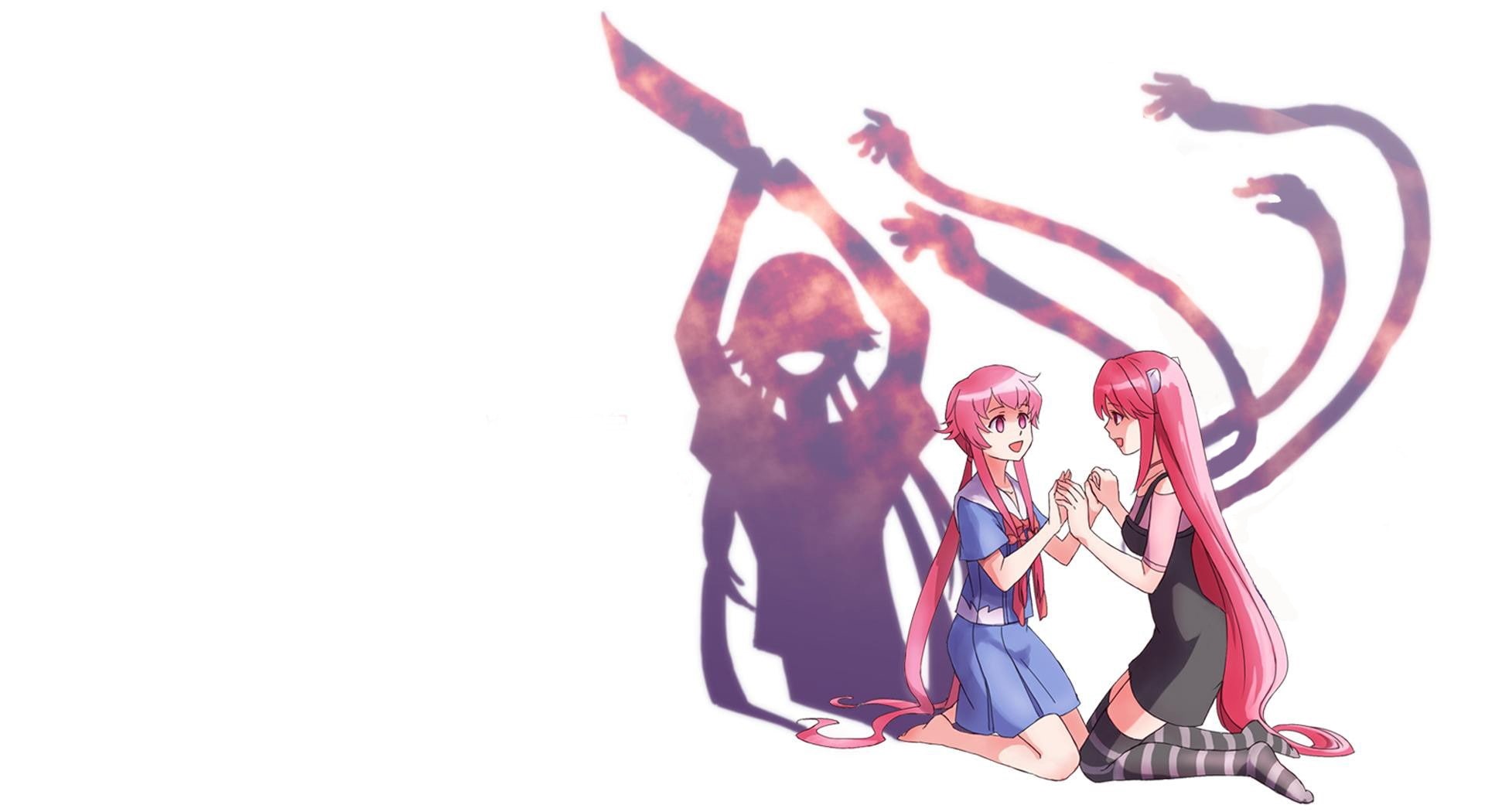 Gasai Yuno, 1080P, Mirai Nikki, Elfen Lied, redhead, anime, anime girls, Nyu, HD Wallpaper