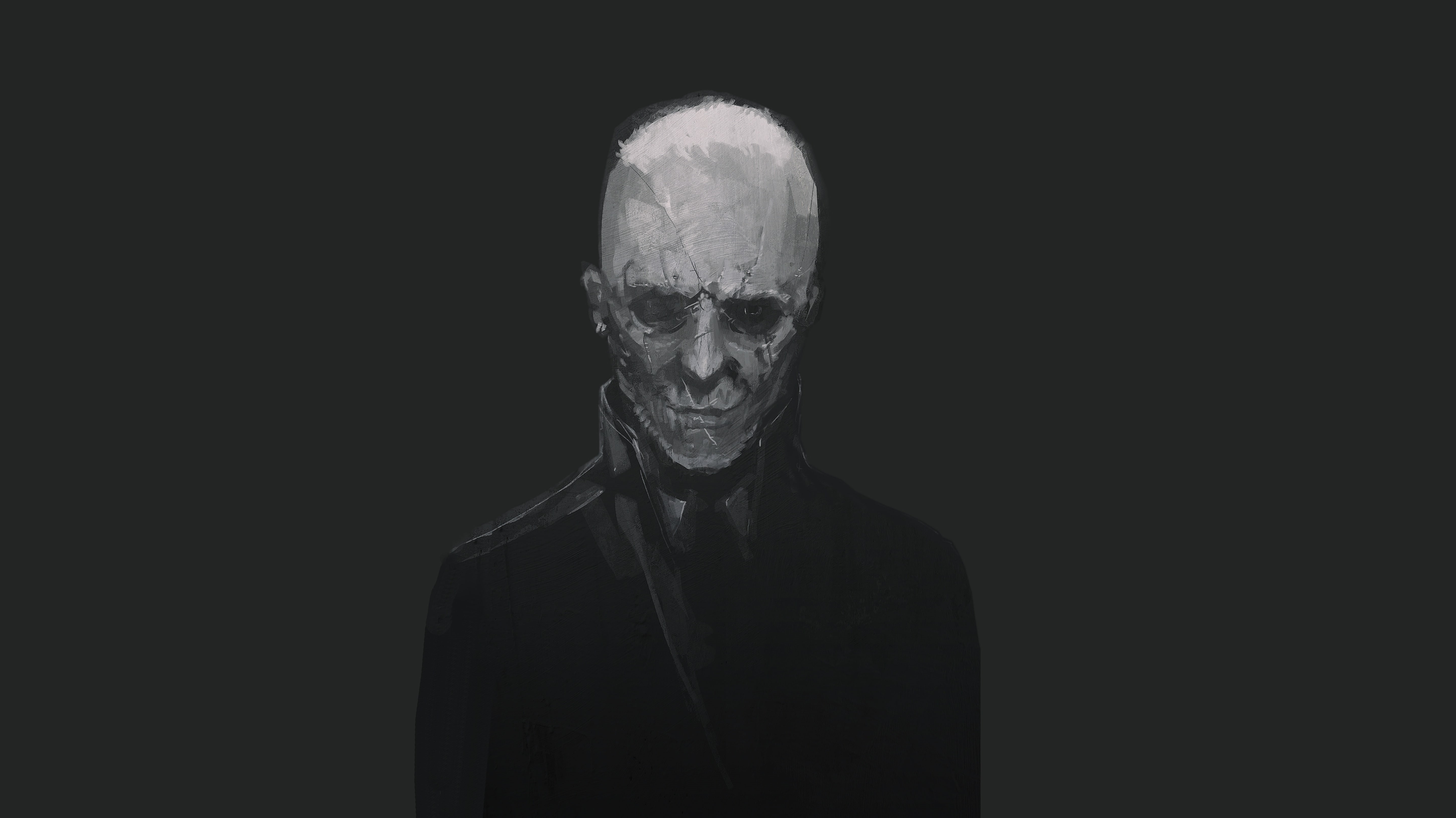 waist up, copy space, serious, 5K, night king, indoors, senior adult, headshot, 4k, tv shows, men, adult, lifestyles, minimalist, minimalism, looking at camera, HD Wallpaper