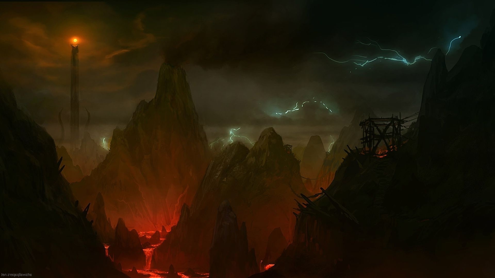 night, storm, no people, Sauron, thunderstorm, electricity, beauty in nature, power, scenics - nature, lightning, illuminated, The Lord Of The Rings, sky, HD Wallpaper