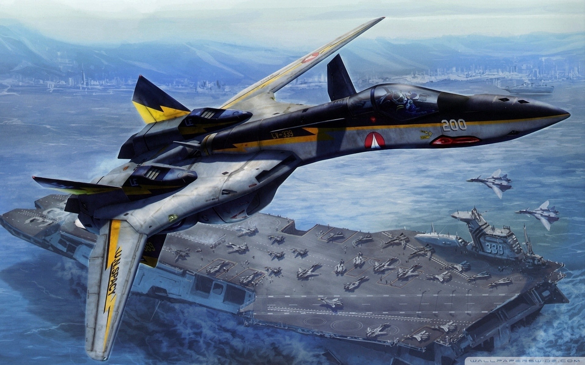 nature, fighter plane, transportation, air force, military airplane, airplane, navy, day, flying, air vehicle, sky, no people, Macross, military, artwork, HD Wallpaper