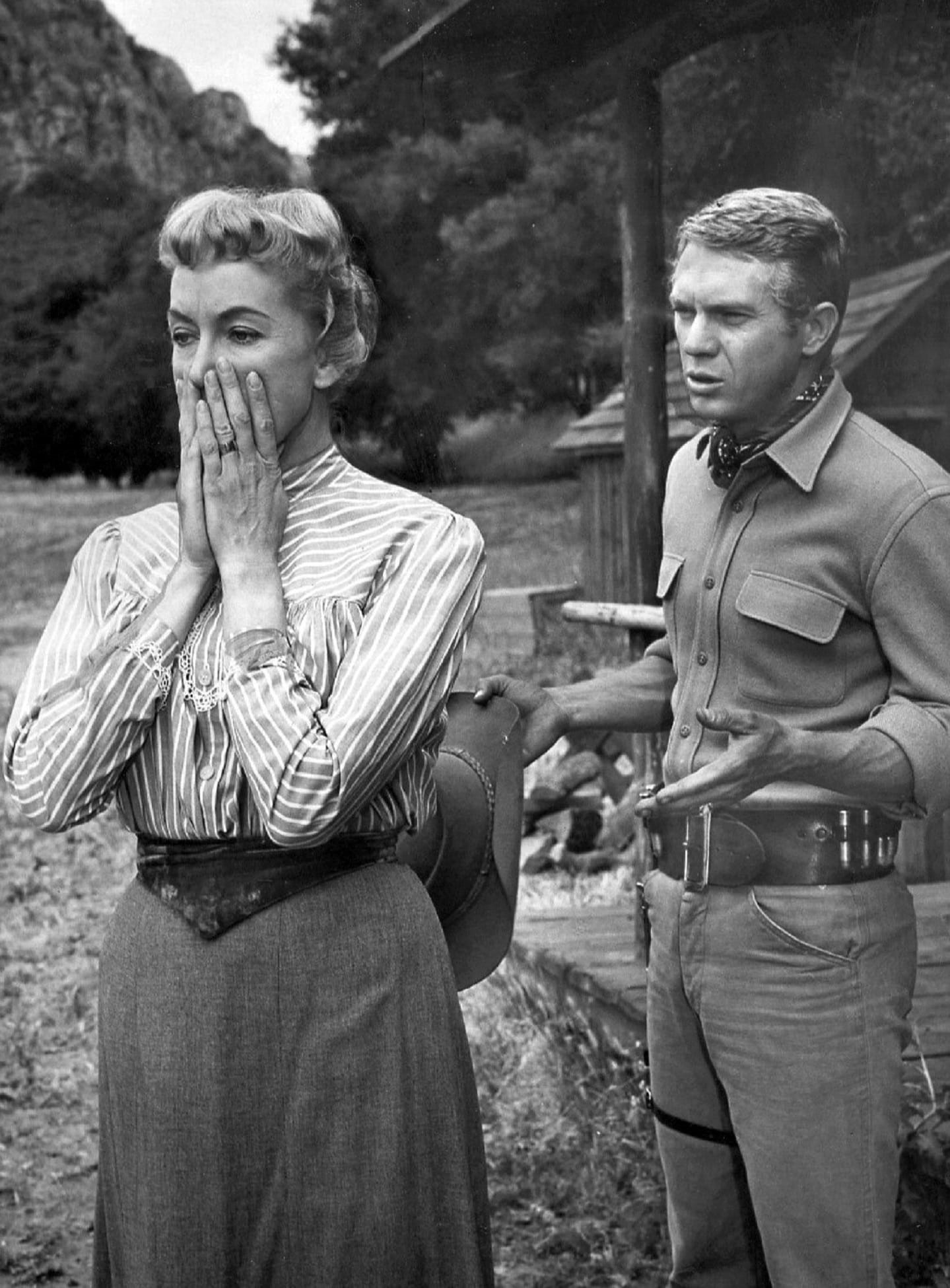 actor, actress, cowboy, the past, television, two people, men, heterosexual couple, emotion, Virginia Gregg, hollywood, Steve Mcqueen, entertainment, tv, Phone HD Wallpaper