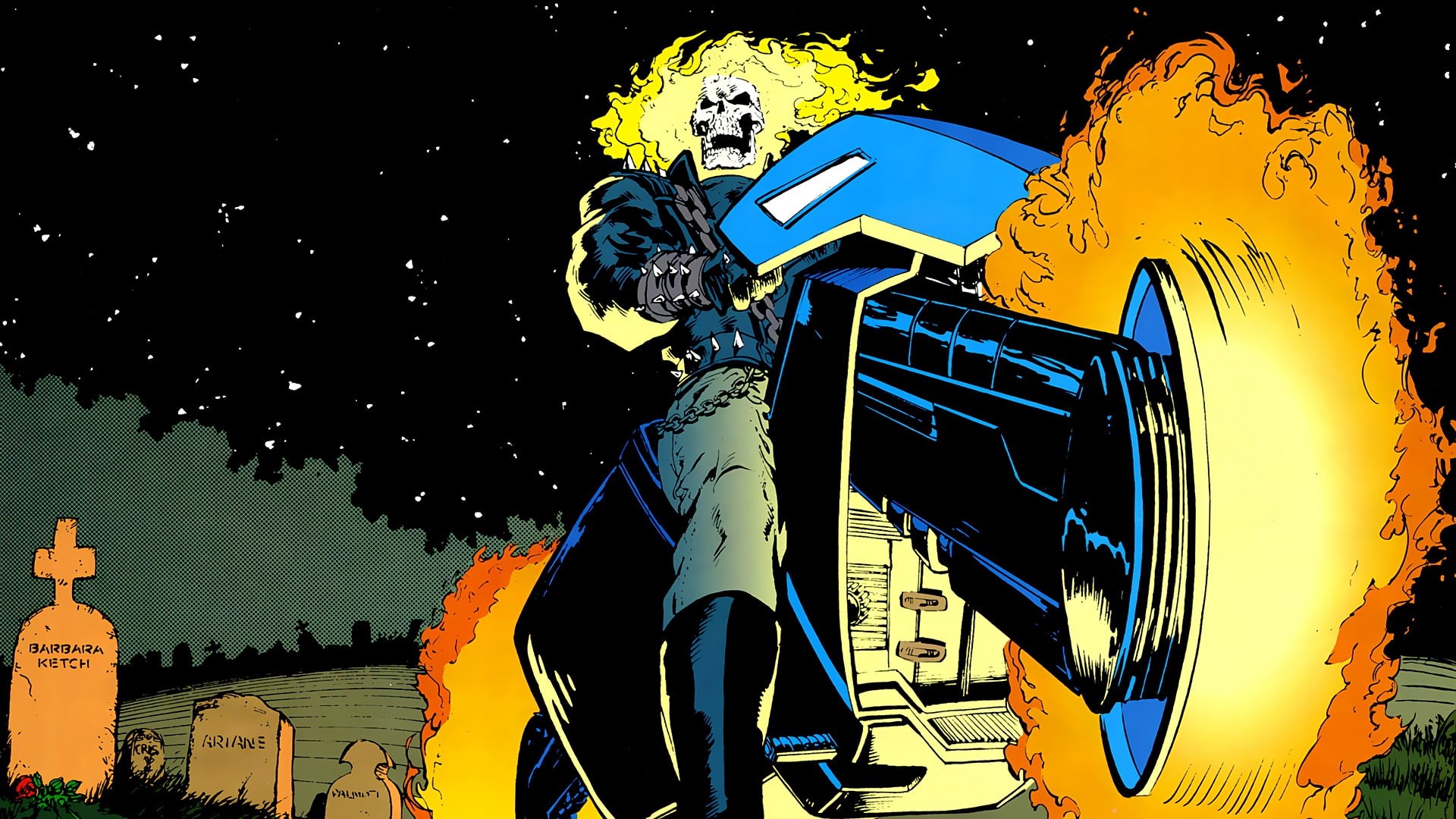 fire, skull, Ghost Rider, chopper, 1080P, Marvel Comics, HD Wallpaper