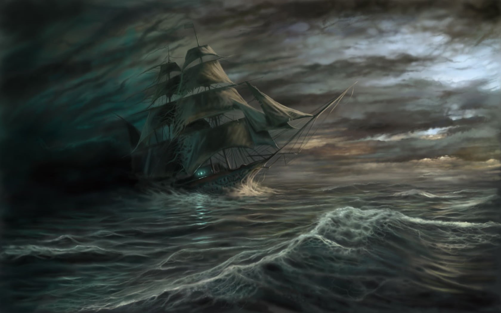 nature, clouds, no people, sea, backgrounds, galleon, outdoors, water, storm, cloud - sky, summer, close-up, ship, vertebrate, landscape, illustration, HD Wallpaper