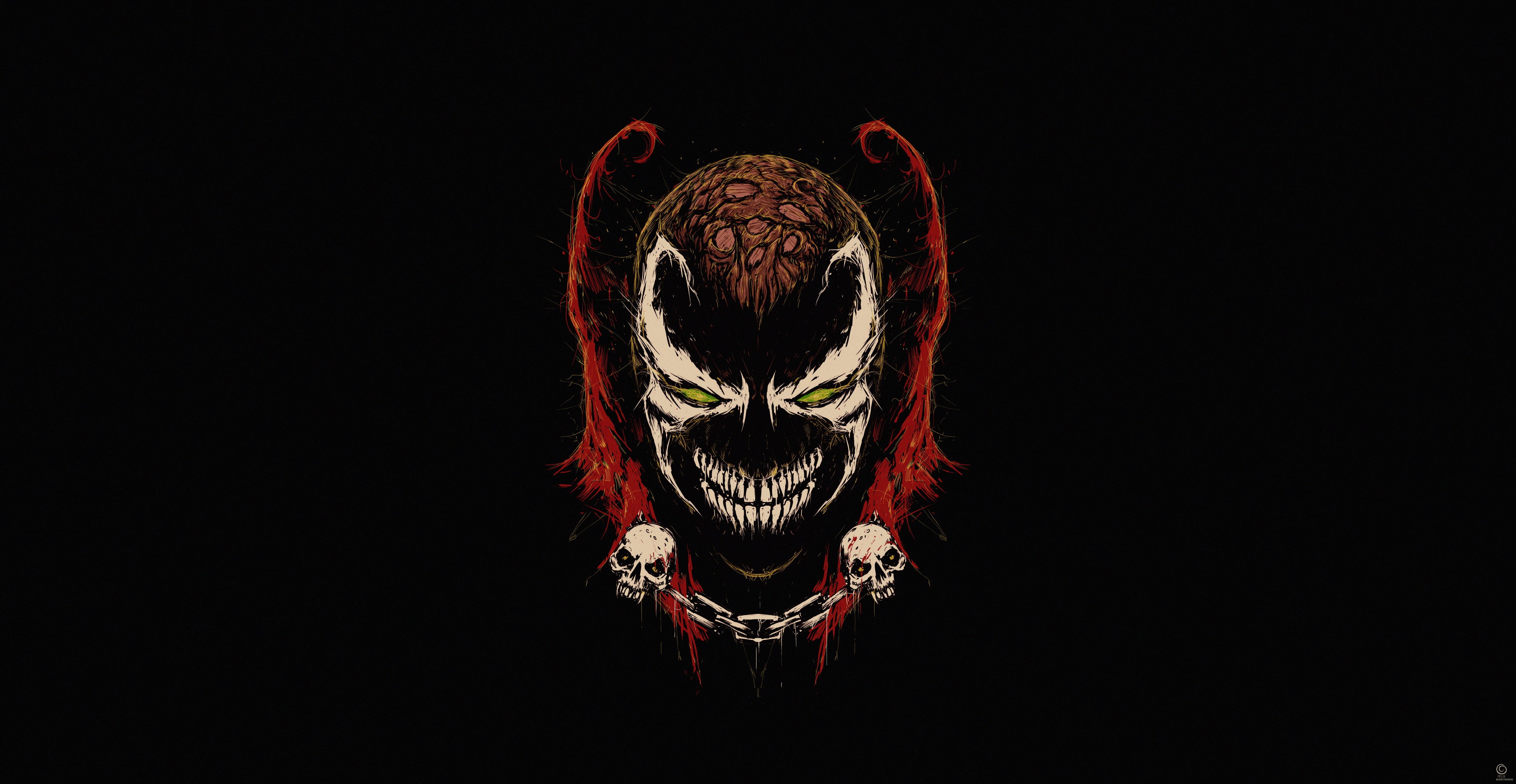 simple background, artwork, Spawn, demon, 5K, HD Wallpaper