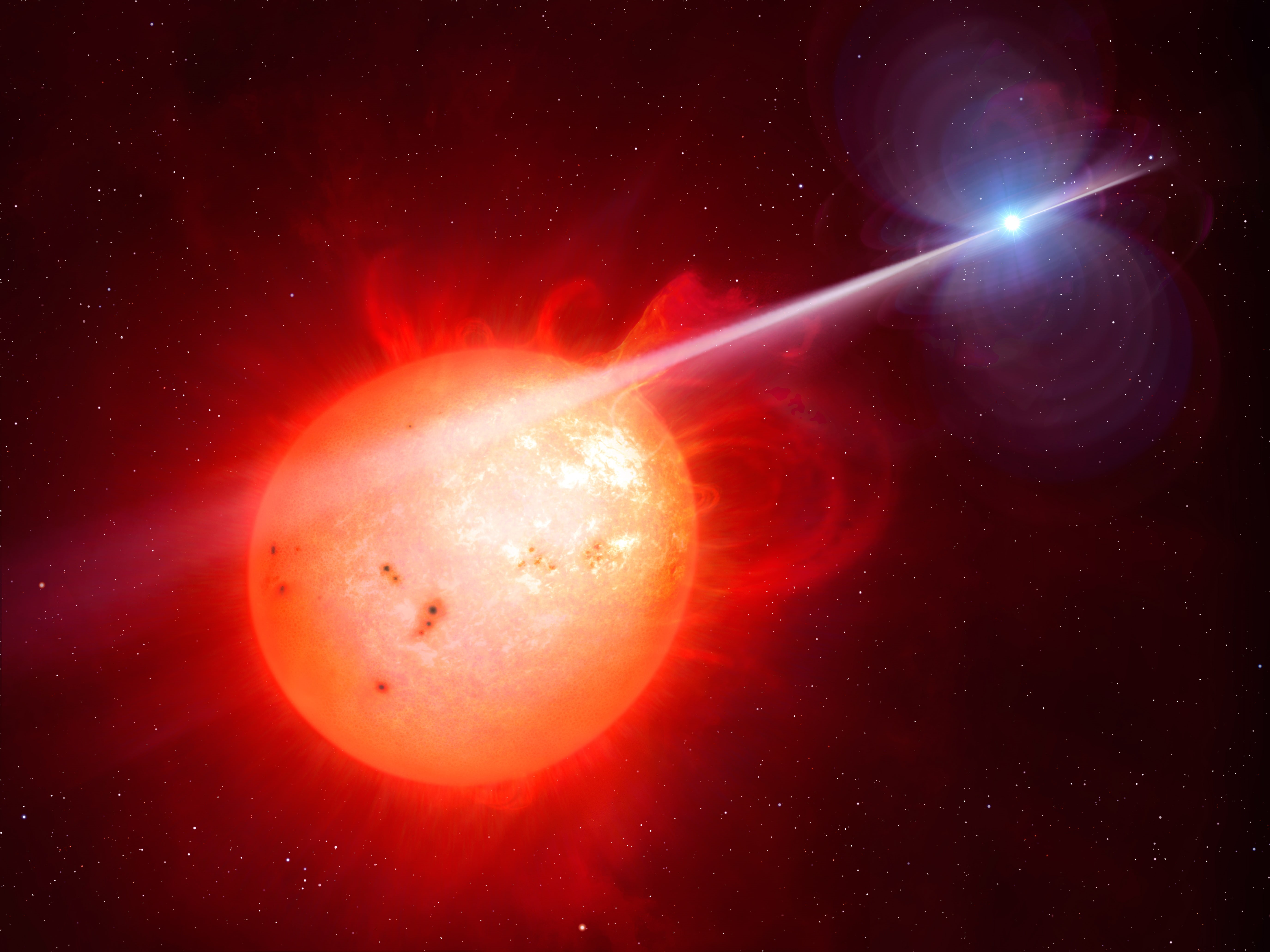 Red dwarf star, White dwarf star, 5K, 5K, Radiation, AR Scorpii, HD Wallpaper