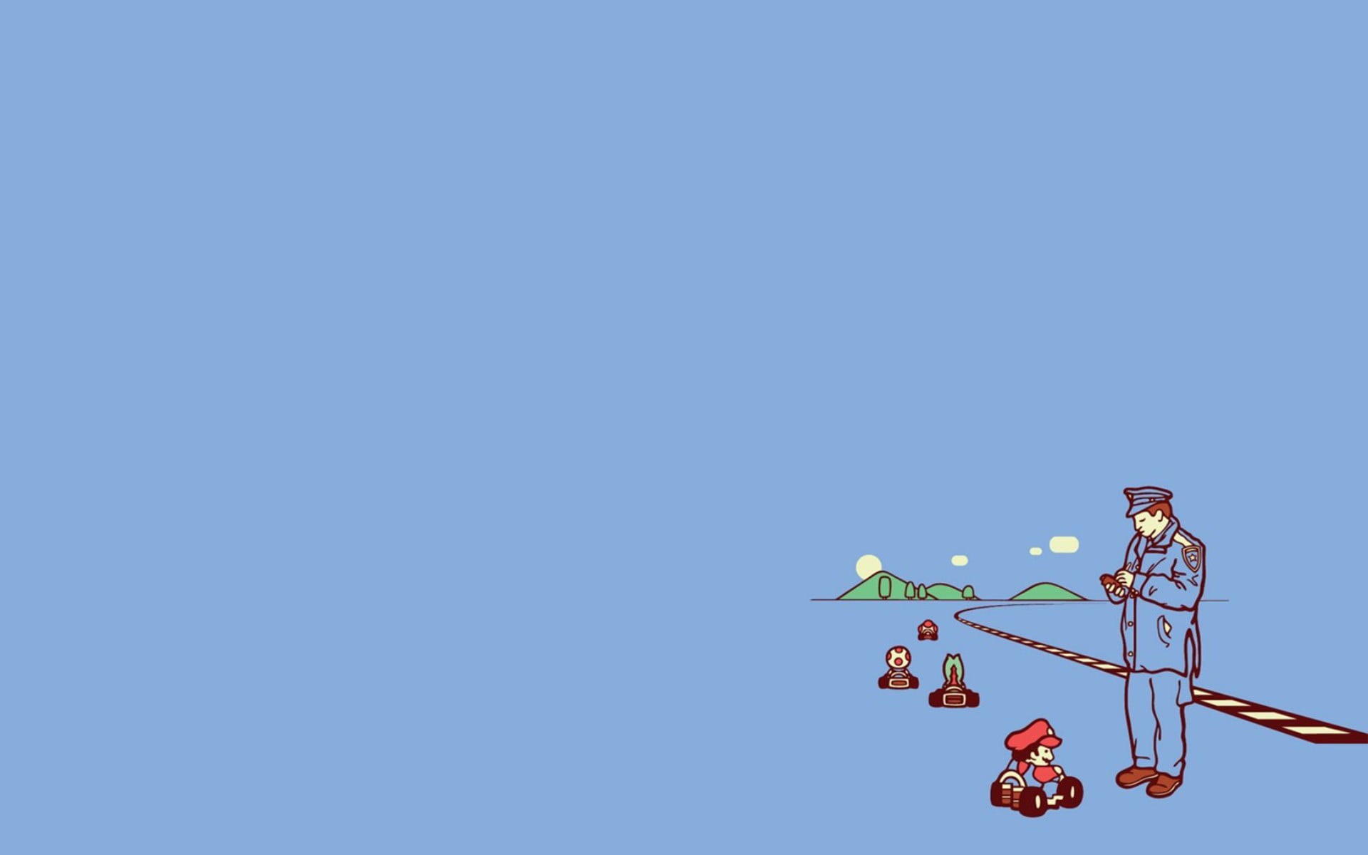 low angle view, 1080P, multi colored, blue, Nintendo, man, video games, illustration, standing, copy space, Mario Kart, art and craft, leisure activity, HD Wallpaper