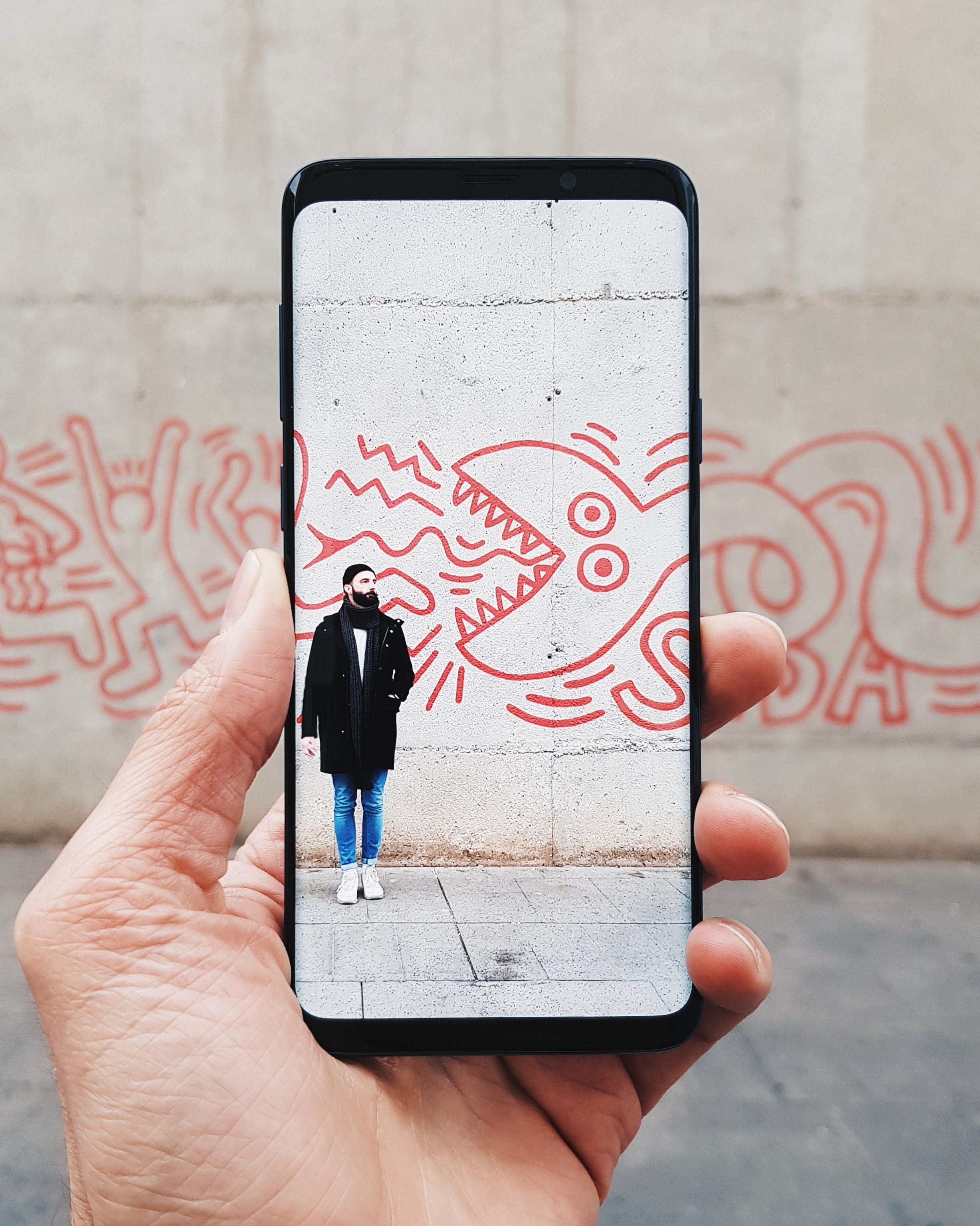finger, galaxy s9+, barcelona, close-up, real people, augmented reality, samsung, mobile phone, hand, connectivity, ar, spain, barcelona museum of contemporary art, Phone HD Wallpaper