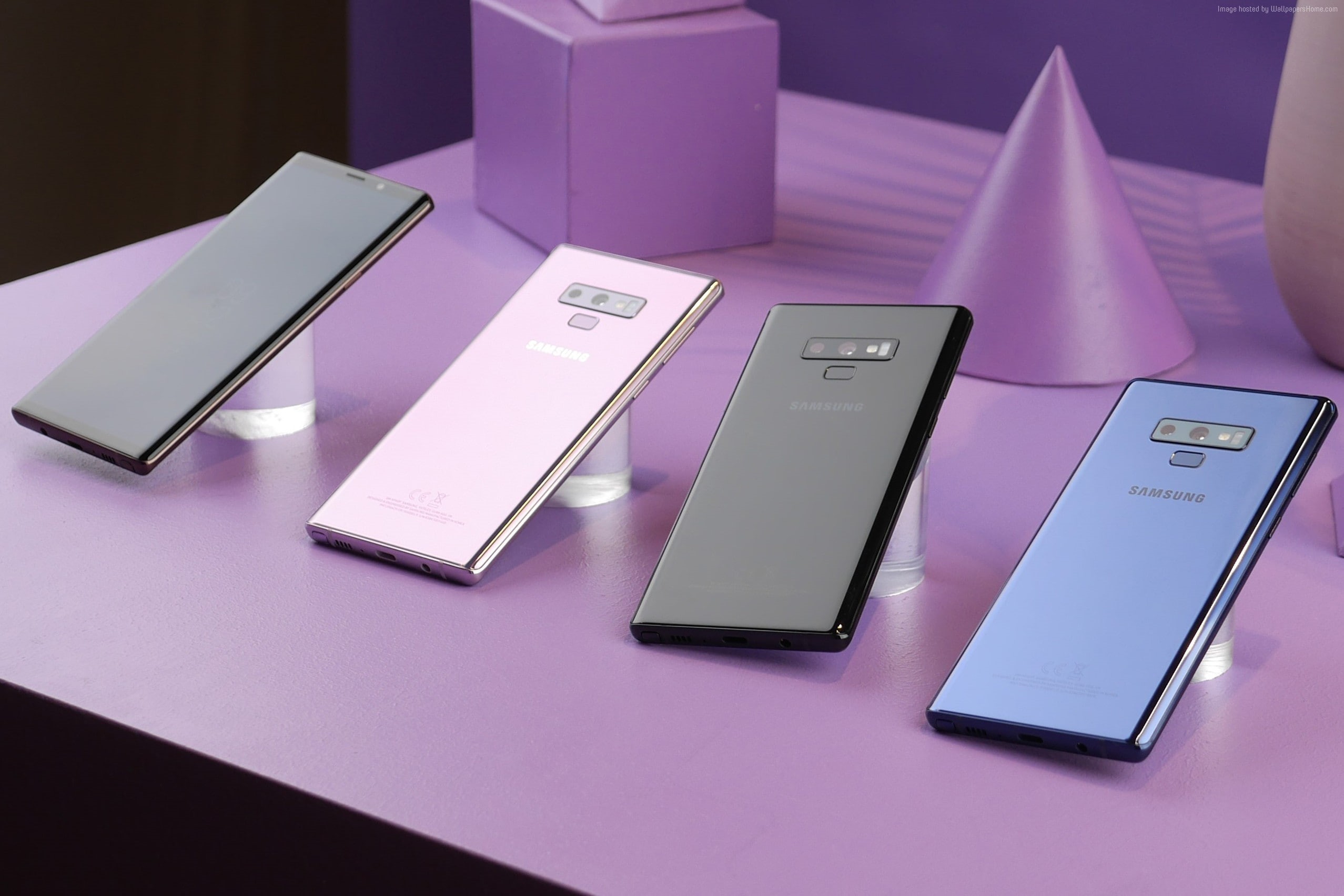 1080P, pink color, table, Samsung Galaxy Note 9, mobile phone, screen, technology, indoors, high angle view, Android 8.0, paper, connection, Android Oreo, HD Wallpaper