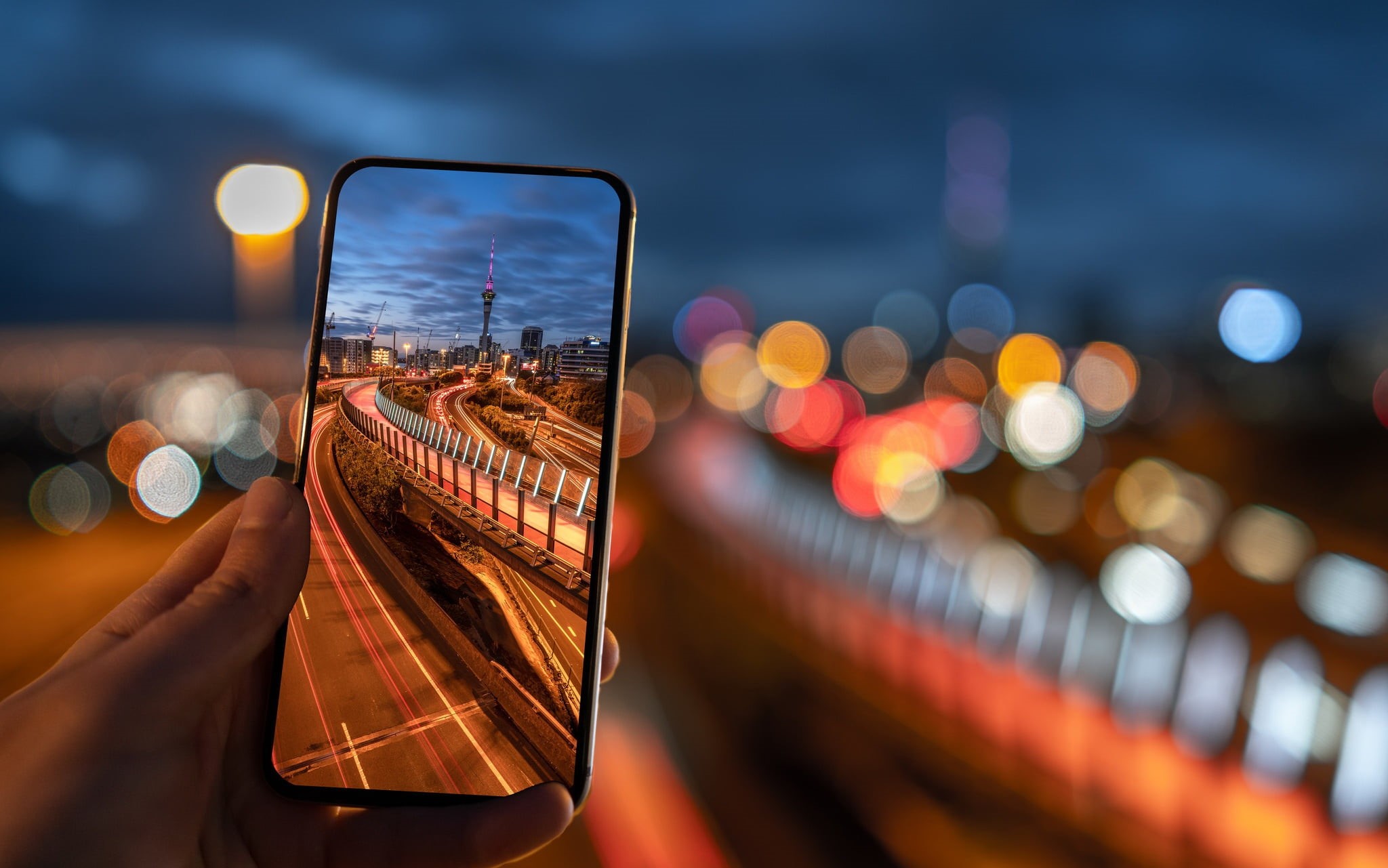 outdoors, lighting equipment, sky, close-up, dusk, nature, sunset, lens flare, street, digital composite, technology, smartphone, cityscape, New Zealand, HD Wallpaper