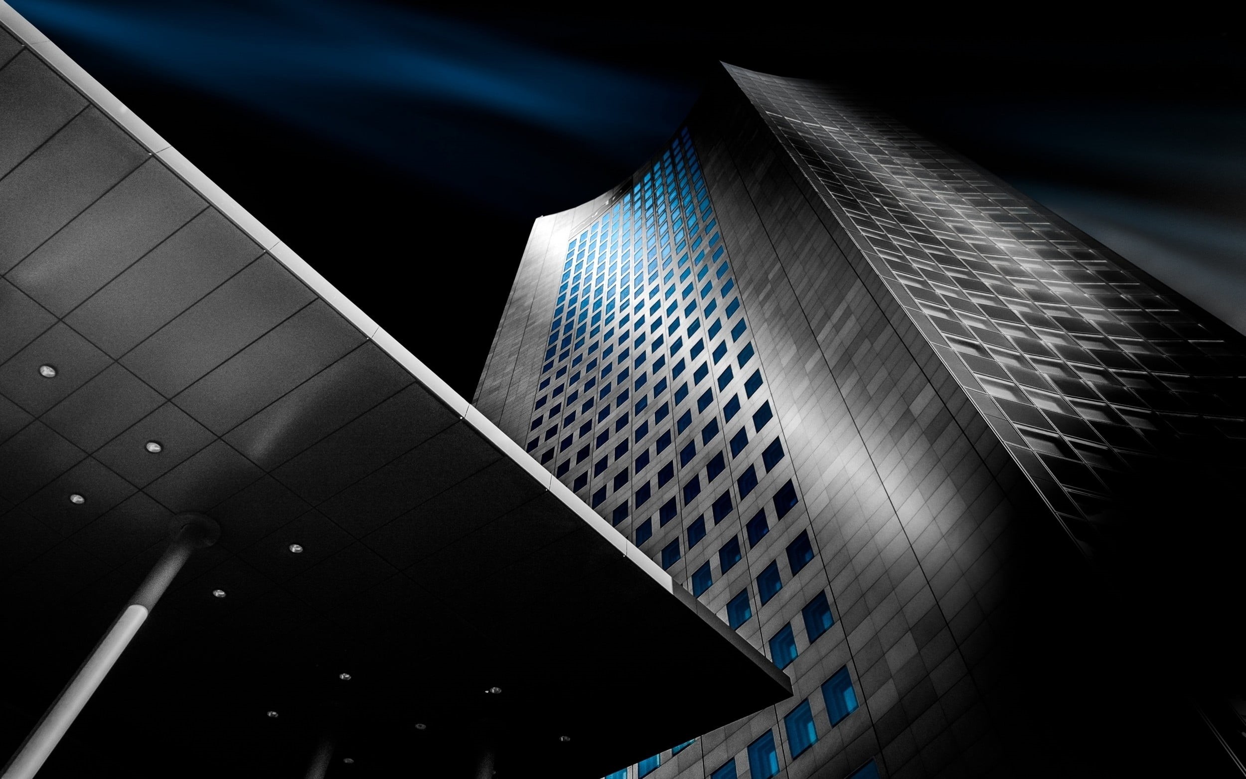 building exterior, steel, financial district, architecture, low angle view, landscape, built structure, blue, urban, skyscraper, building, nature, concrete, HD Wallpaper