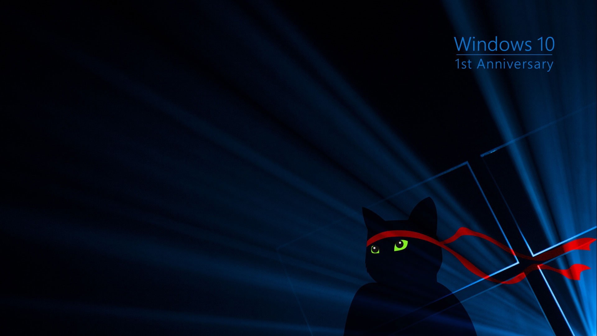green, Windows 10, cat, black, blue, 1080P, dark, red, Windows 10 Anniversary, HD Wallpaper