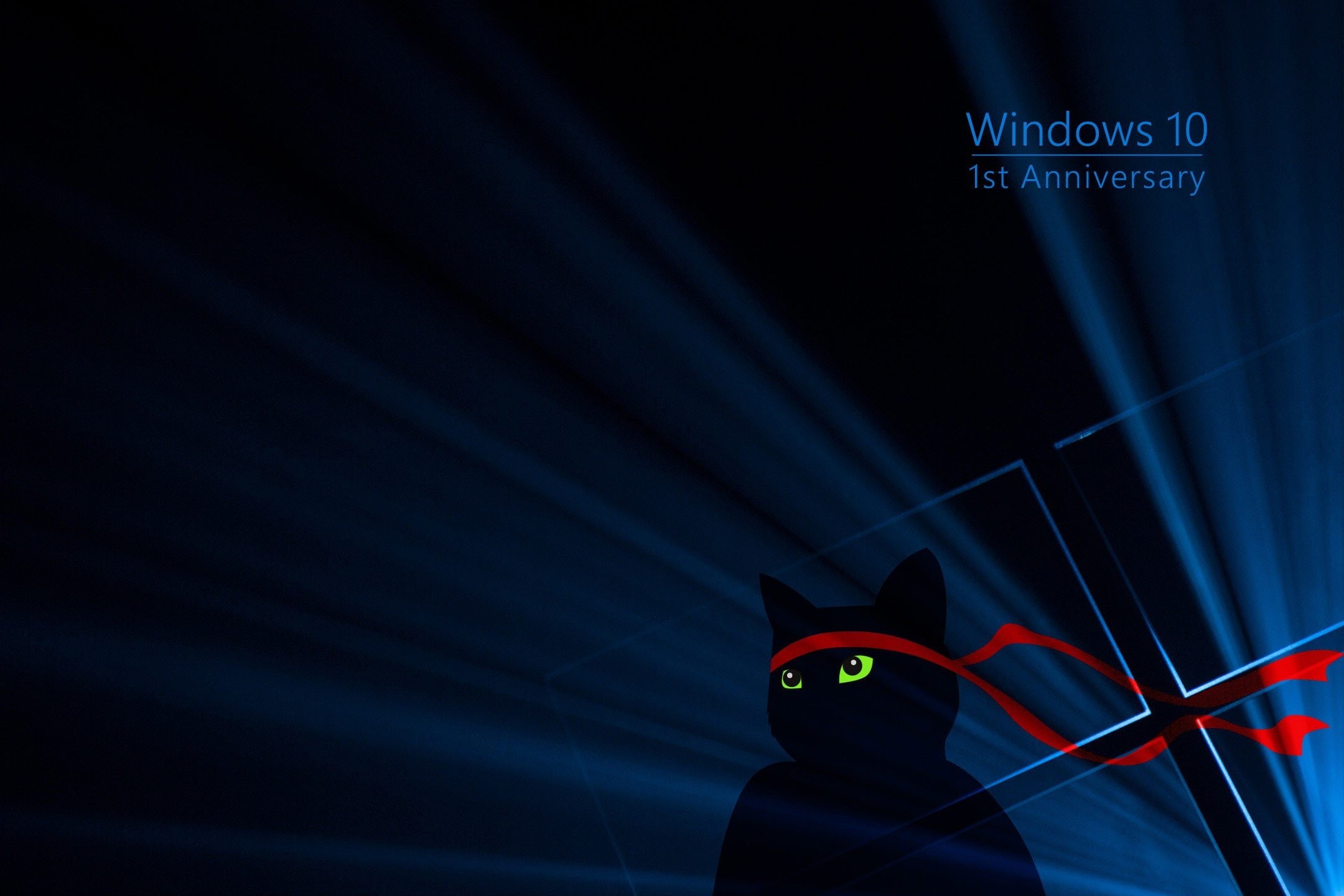 Windows 10, blue, red, cat, Green, 1080P, Windows 10 Anniversary, Dark, black, HD Wallpaper