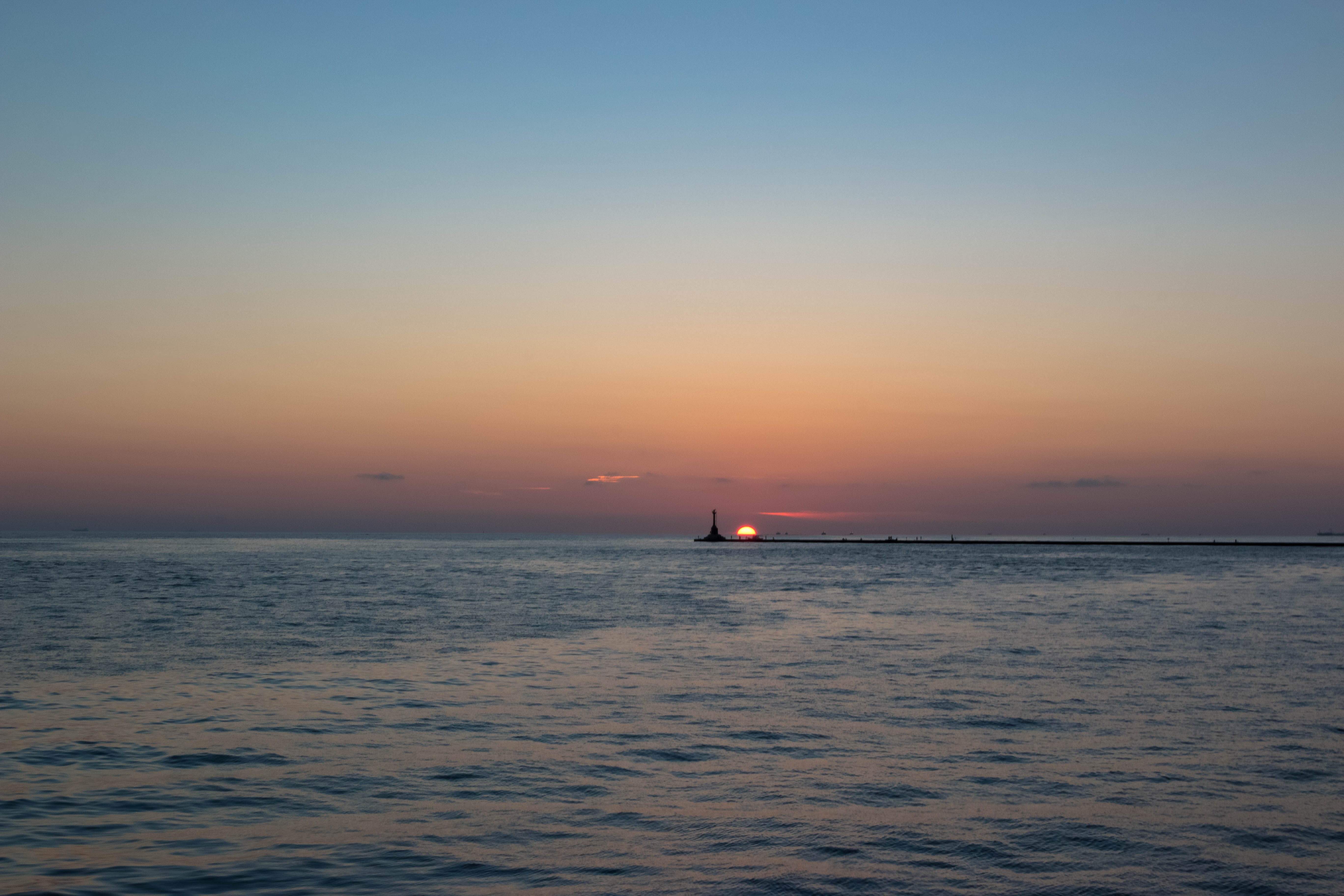 taiwan, tranquility, sky, waterfront, lighthouse, sunset, horizon, sea, kaohsiung city, scenics - nature, idyllic, transportation, nautical vessel, sailboat, HD Wallpaper