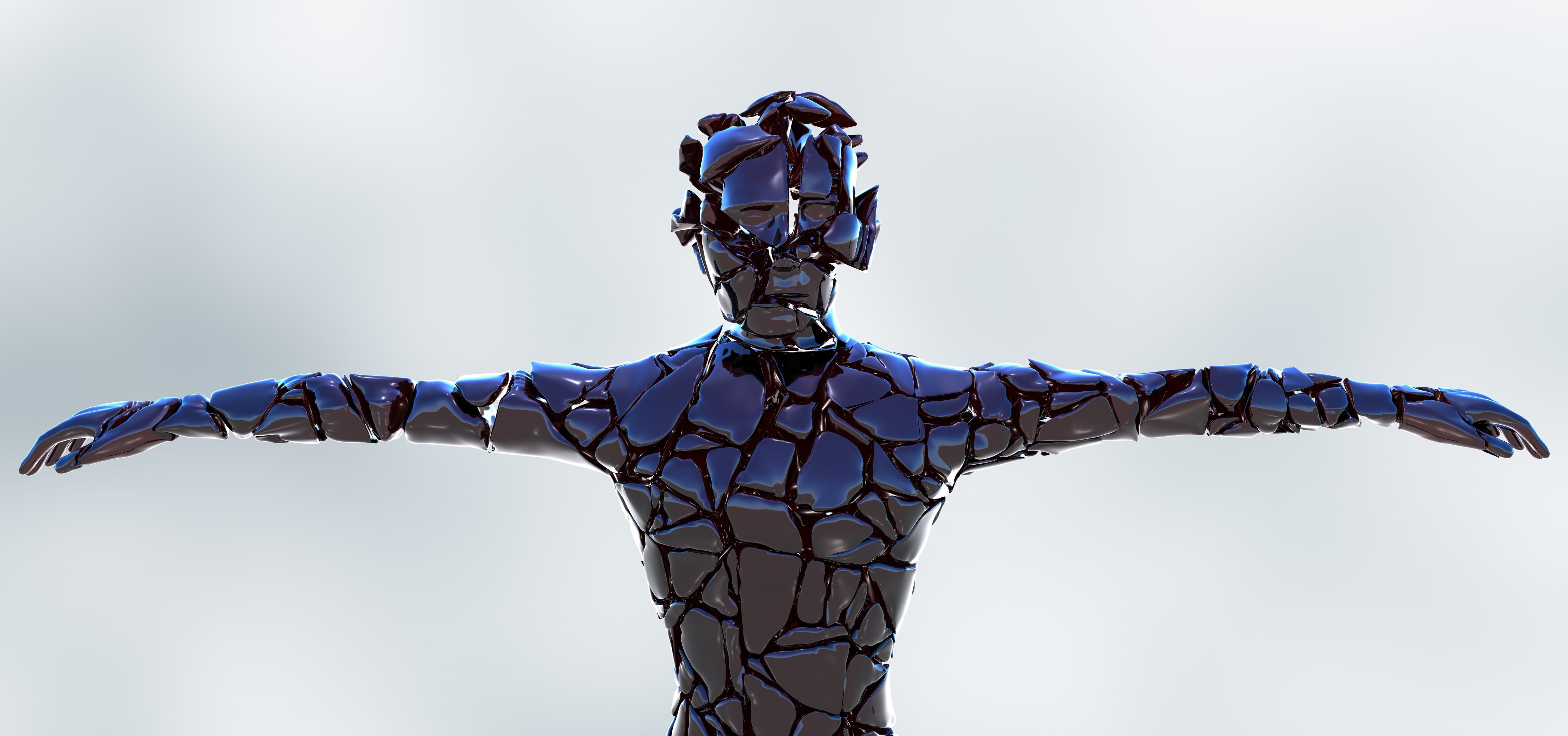 mechanical, science, person, day, one person, body part, futuristic, bionic, limb, robot, character, architecture, safety, human, blue, 5K, black, standing, HD Wallpaper