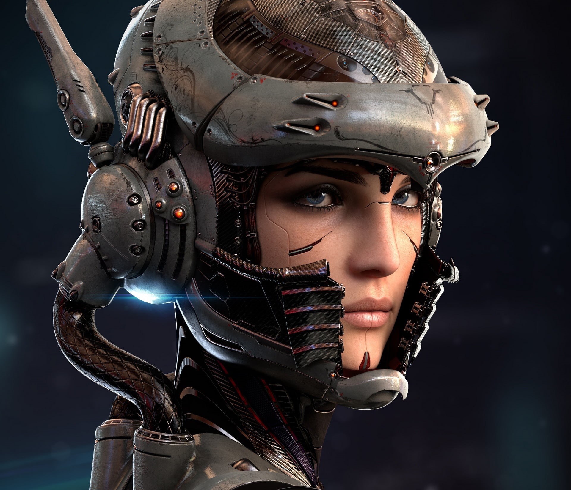 costume, studio shot, Cybernetic Organism, art, look, woman, beautiful people, human face, close-up, government, adult, body part, girl, human body part, HD Wallpaper
