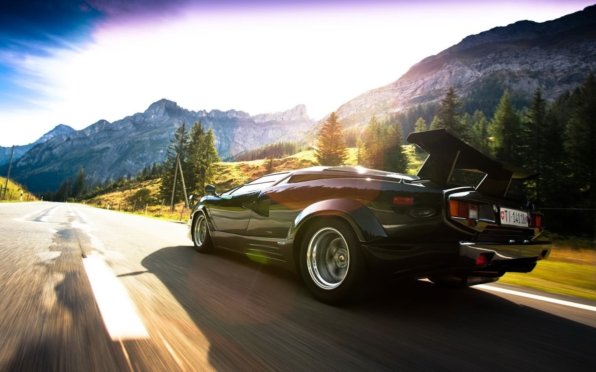 travel, day, coupe, Lamborghini Countach, mountain, car, speed, mountain range, land vehicle, scenics - nature, transportation, Lamborghini, no people, HD Wallpaper