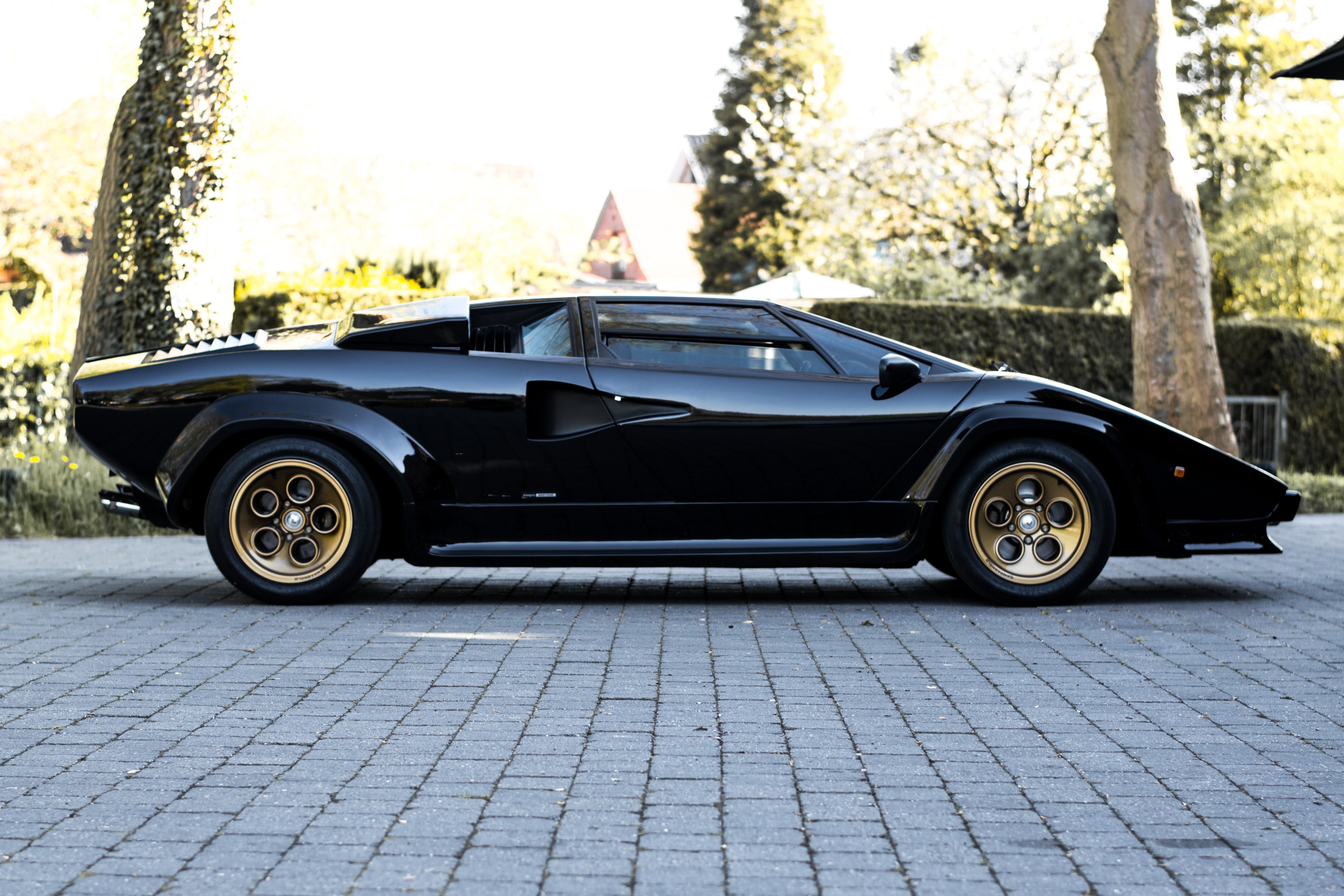 black cars, Lamborghini Countach, 4K, Lamborghini, HD Wallpaper