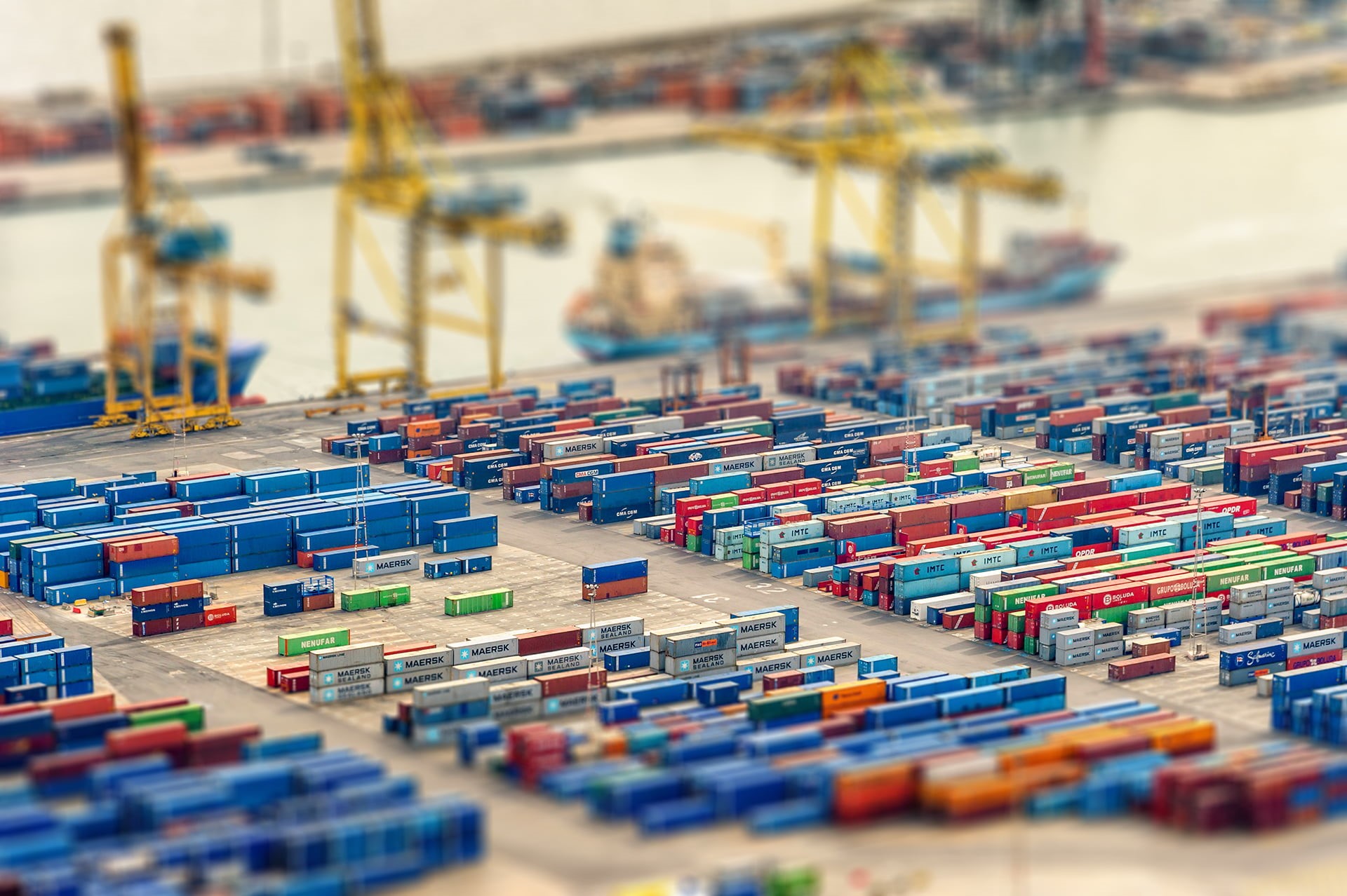 outdoors, freight transportation, blurred, nautical vessel, abundance, container, Maersk, transportation, harbor, no people, large group of objects, water, HD Wallpaper