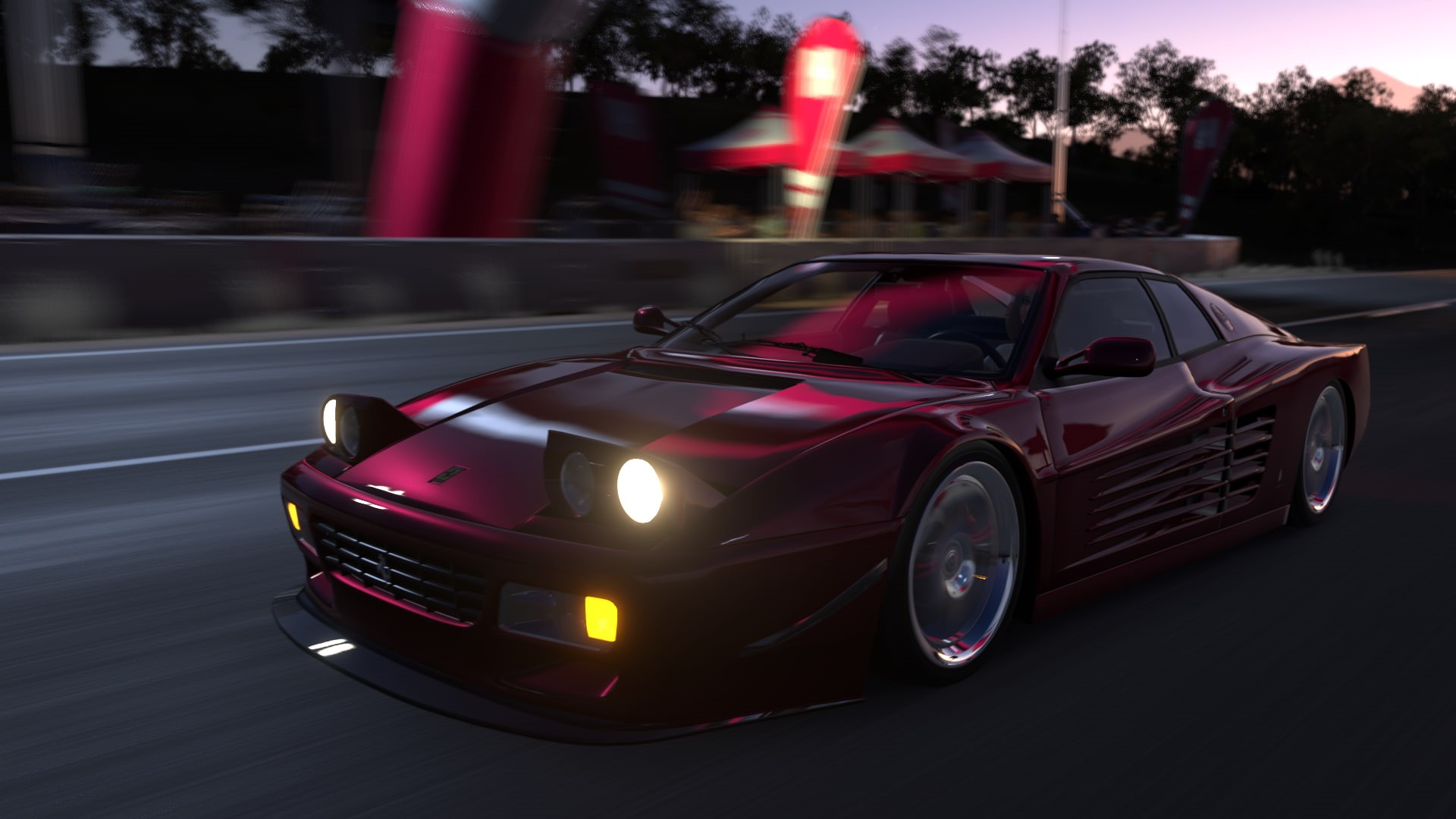 street, architecture, luxury, transportation, illuminated, on the move, tree, city, blurred motion, land vehicle, night, road, motor vehicle, Ferrari 512 TR, HD Wallpaper