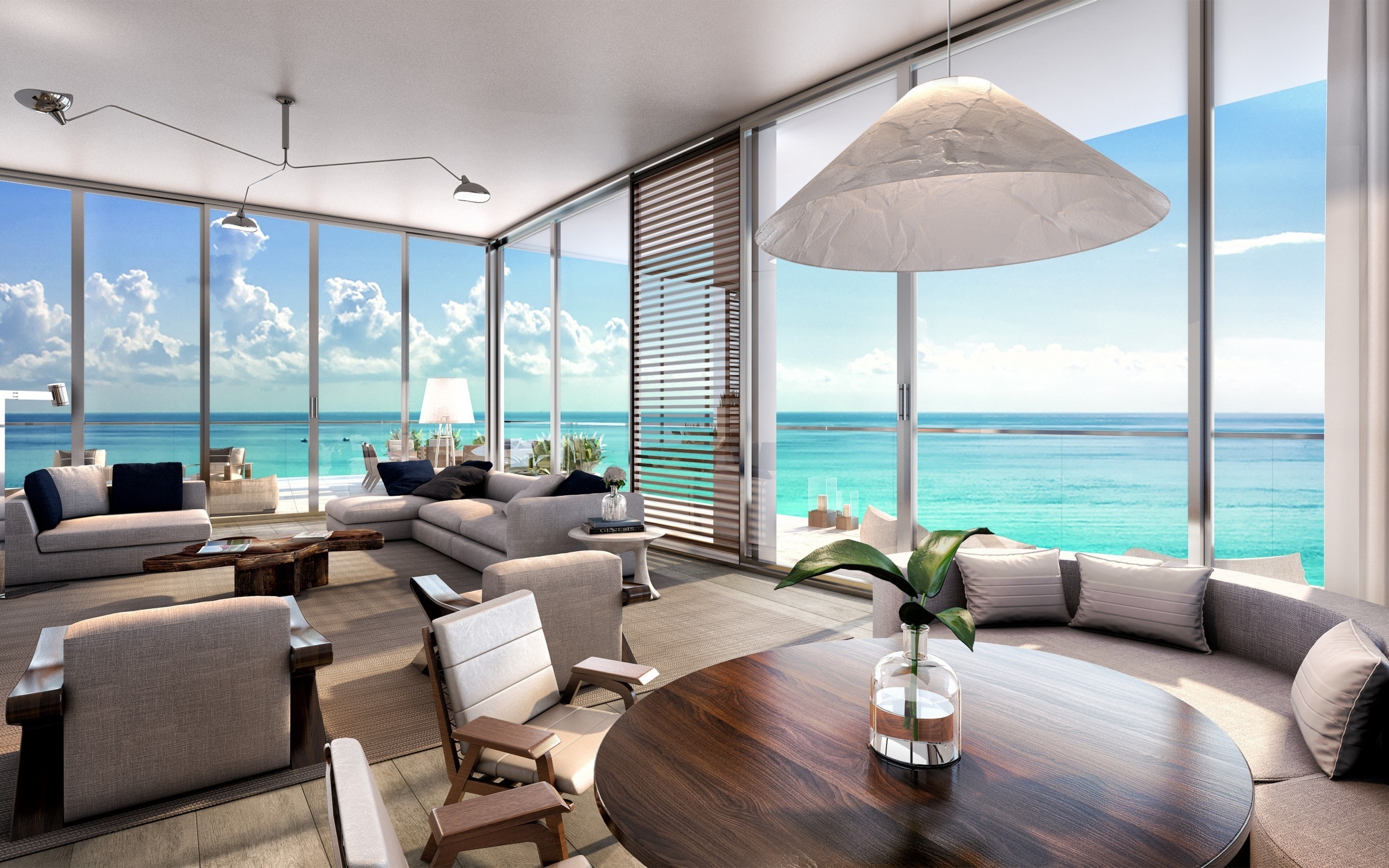 room, 2K, living room, interior, living, ocean, design, beach, residences, HD Wallpaper