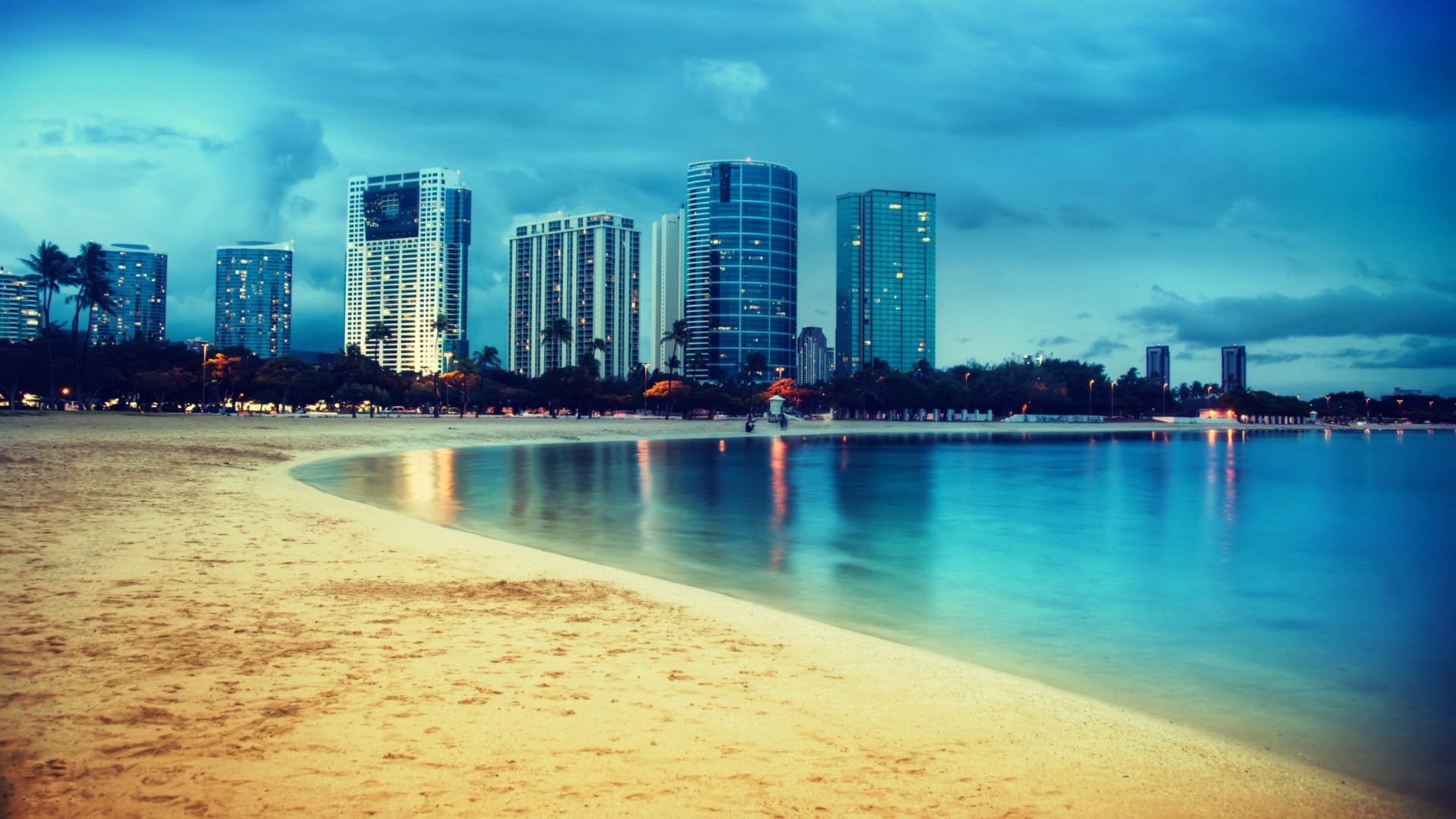 lights, Miami Beach, Miami, 720P, reflection, HD Wallpaper