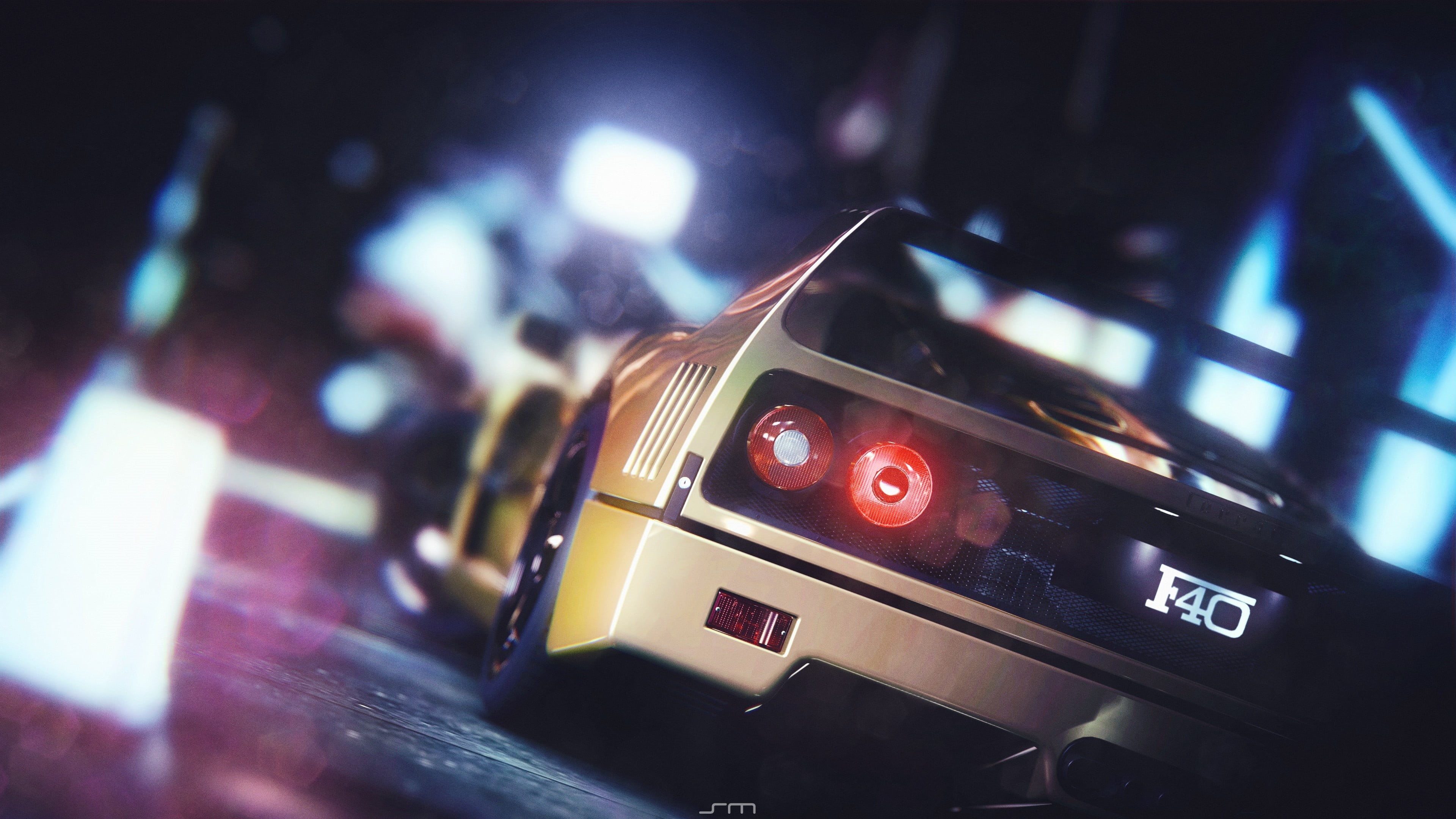 black Color, selective focus, sound recording equipment, music, yellow, nightlife, Ferrari F40, retro Styled, illuminated, close-up, arts culture and entertainment, HD Wallpaper