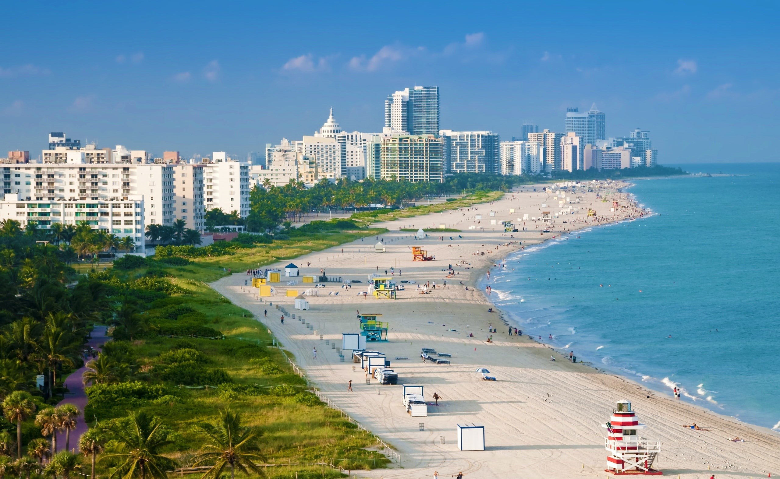beauty in nature, Miami, day, View, plant, Aerial, office building exterior, United States, buildings, water, skyscraper, Beach, nature, outdoors, building, HD Wallpaper