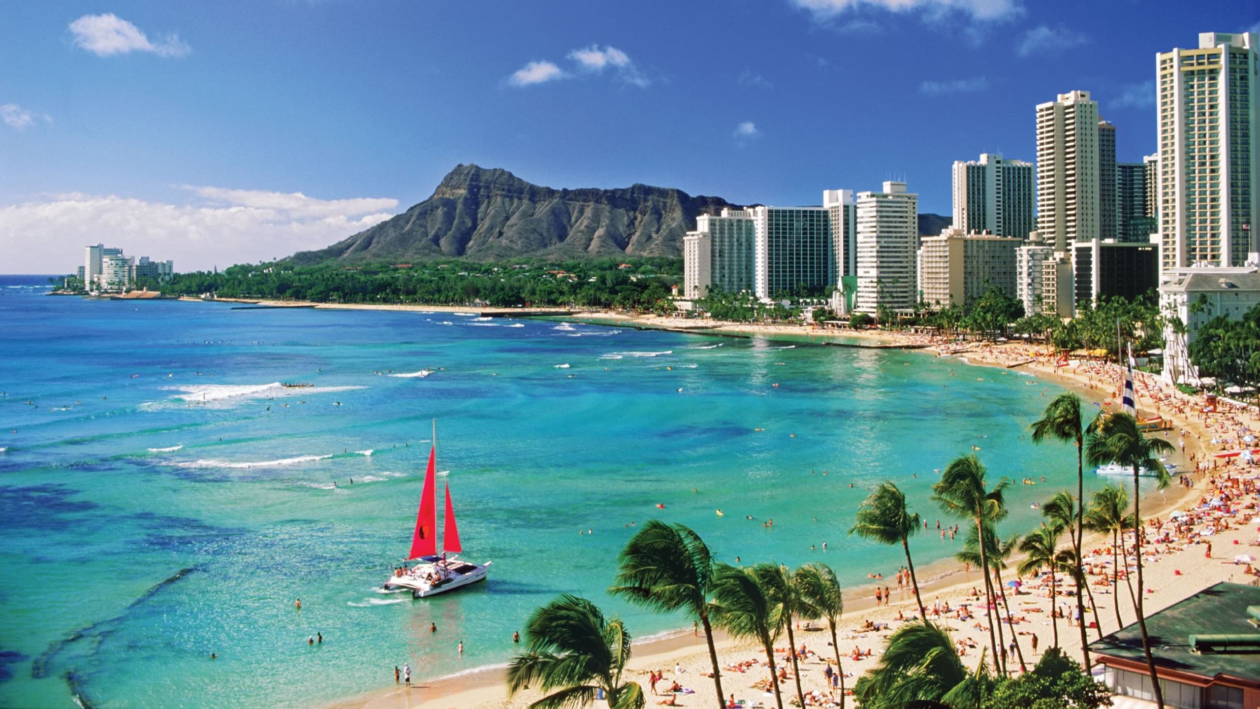  city, hawaii, desktop, beach, 2K, HD Wallpaper